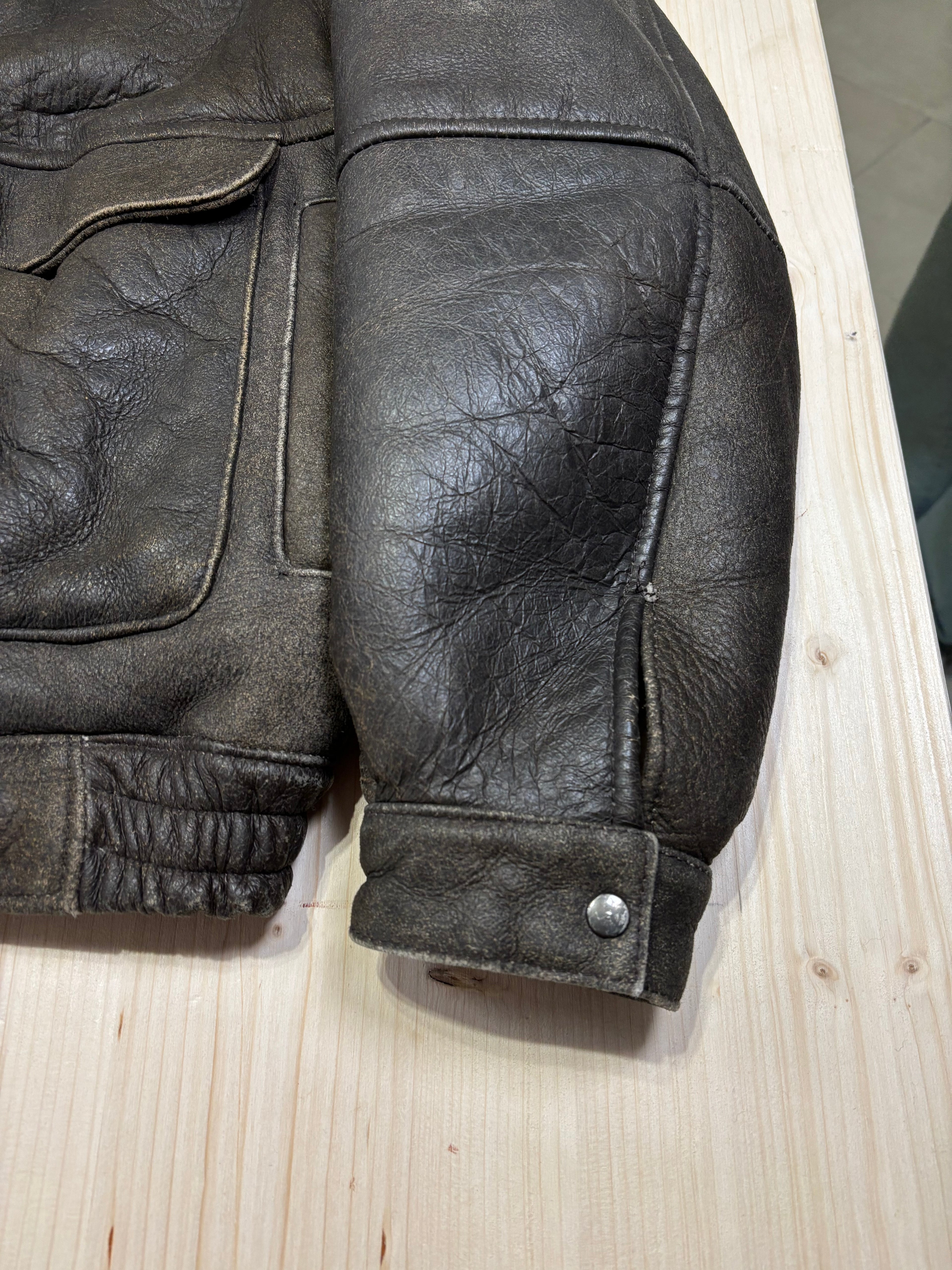 Giacca Aviatore Vintage in Vera Pelle con Colletto in Shearling