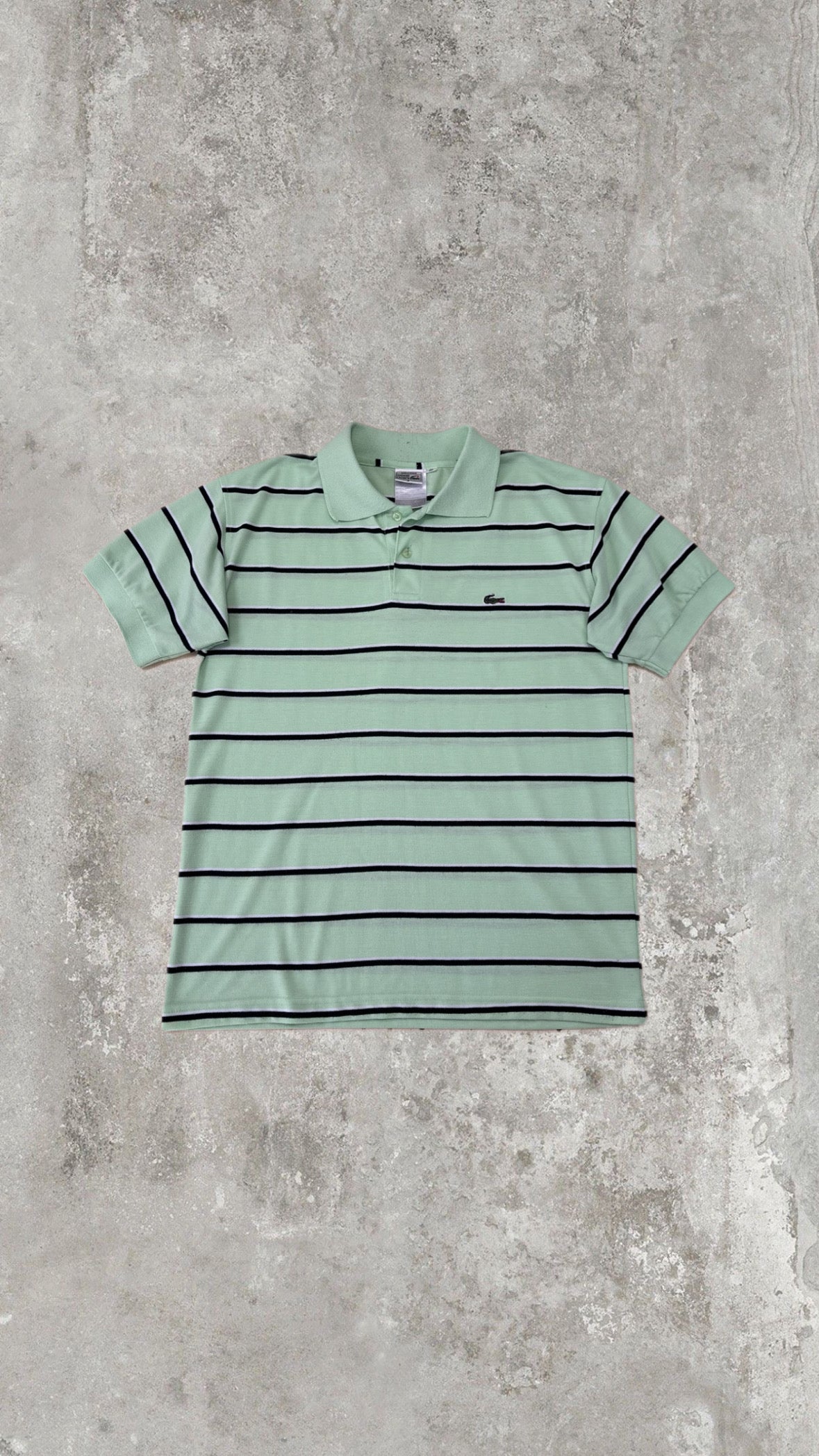 Polo Lacoste Vintage Verde Menta a Righe Uomo