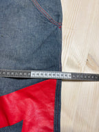 Bermuda Vintage MOJEANS Denim Baggy con Inserti Rossi