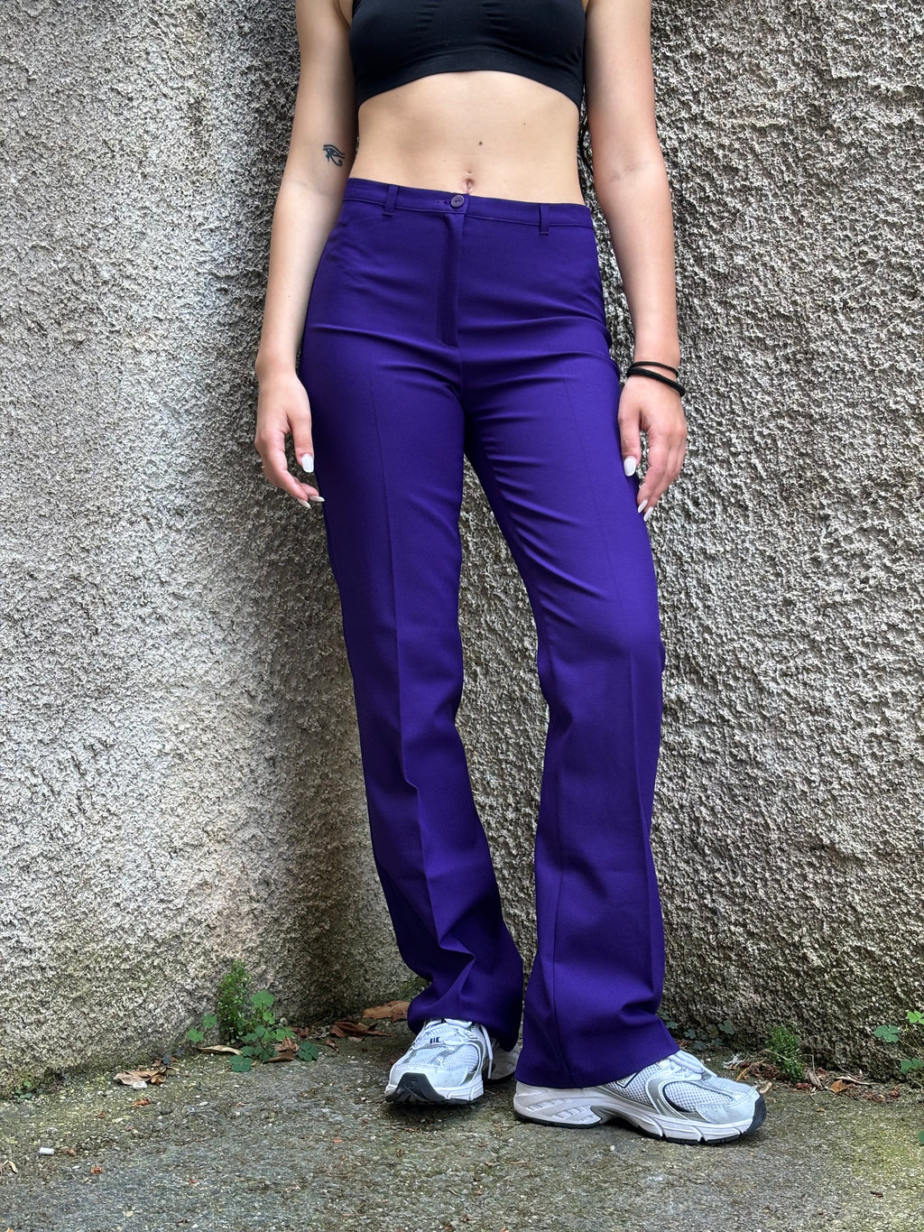 Pantalone Sisley Donna Viola Flare Vintage