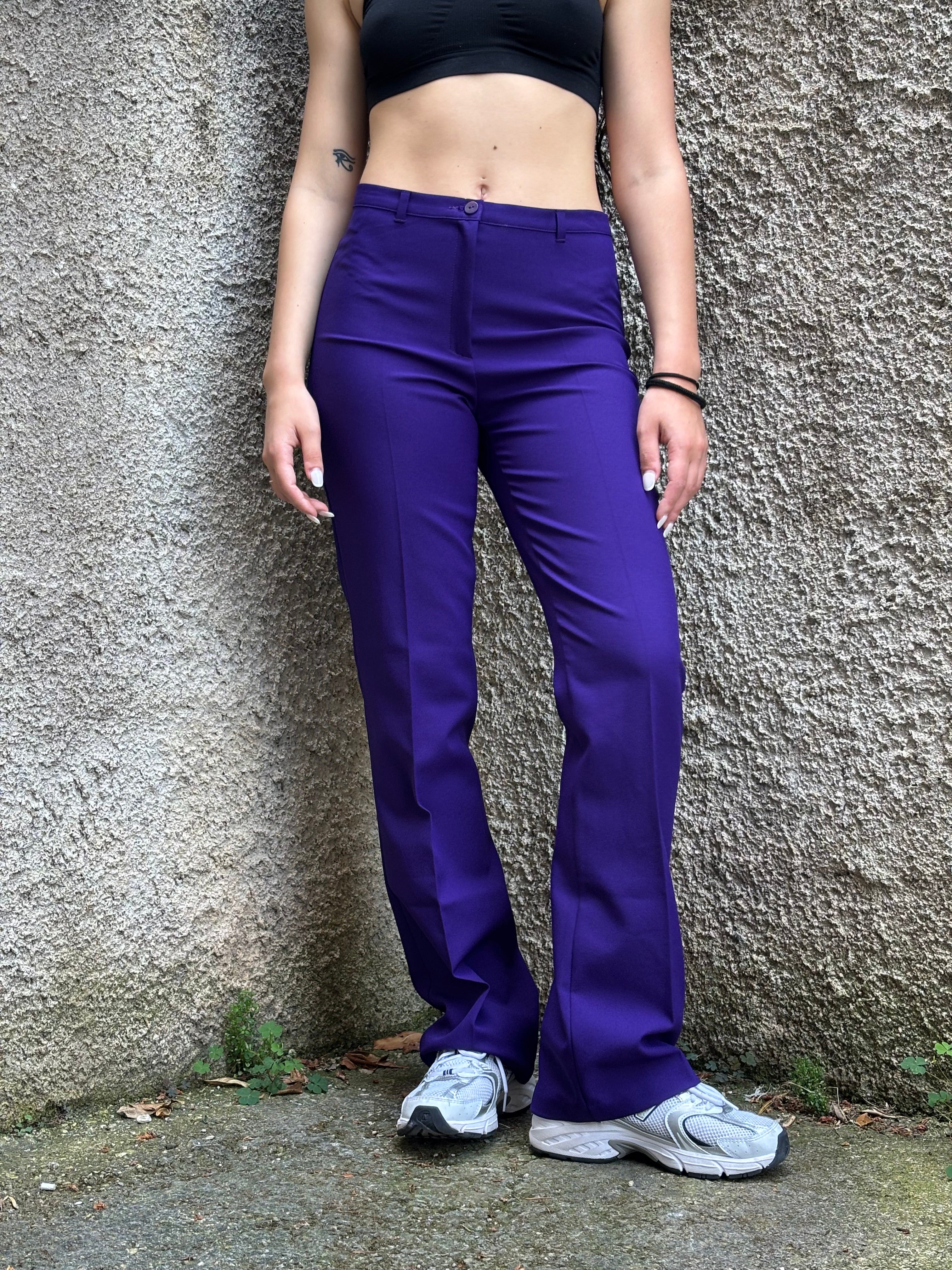 Pantalone Sisley Donna Viola Flare Vintage