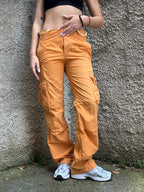 Pantalone Cargo Donna Arancione Vita Bassa / Y2K