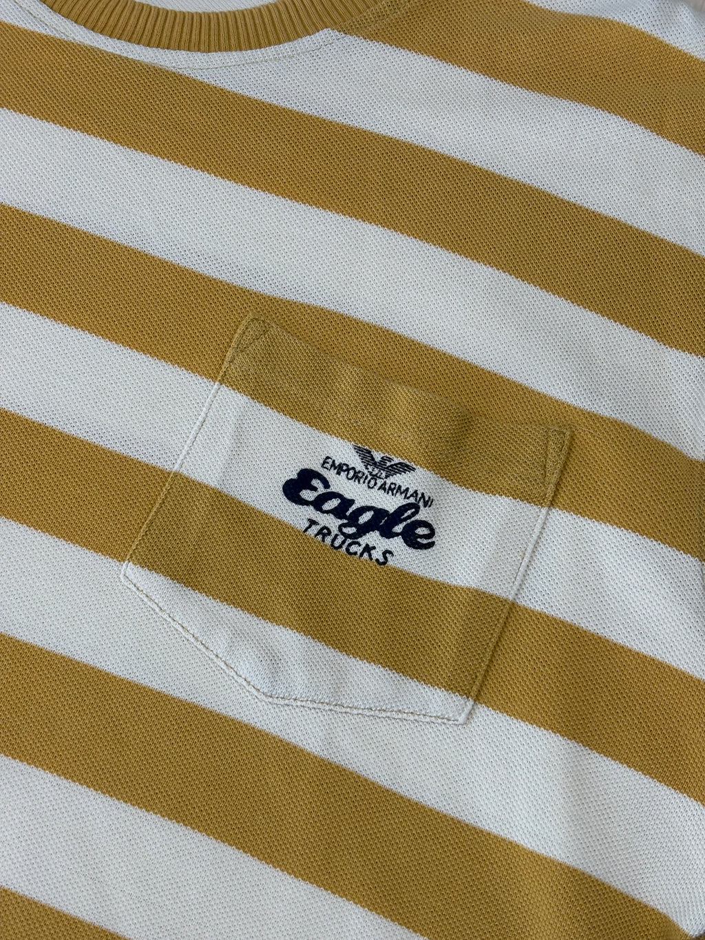T-shirt Crop Emporio Armani Y2K Vintage a Righe