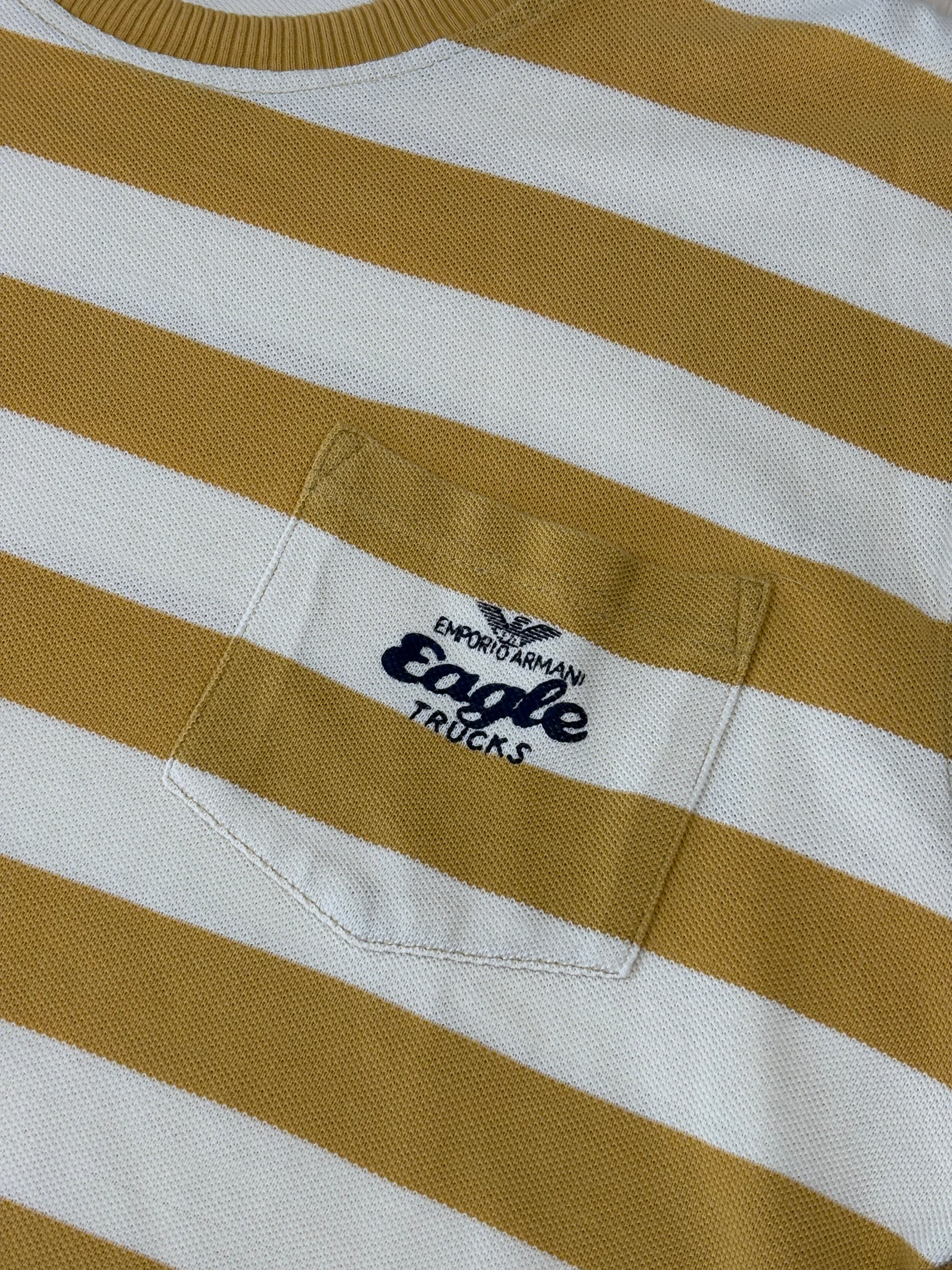 T-shirt Crop Emporio Armani Y2K Vintage a Righe