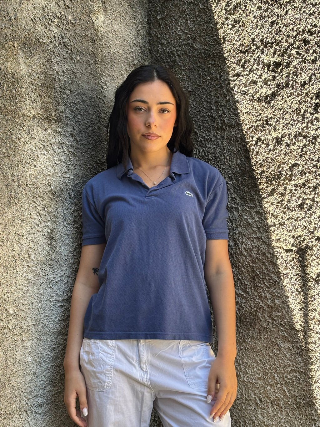 Polo Lacoste Vintage Blu Avio - Maglietta in Piqué Classica