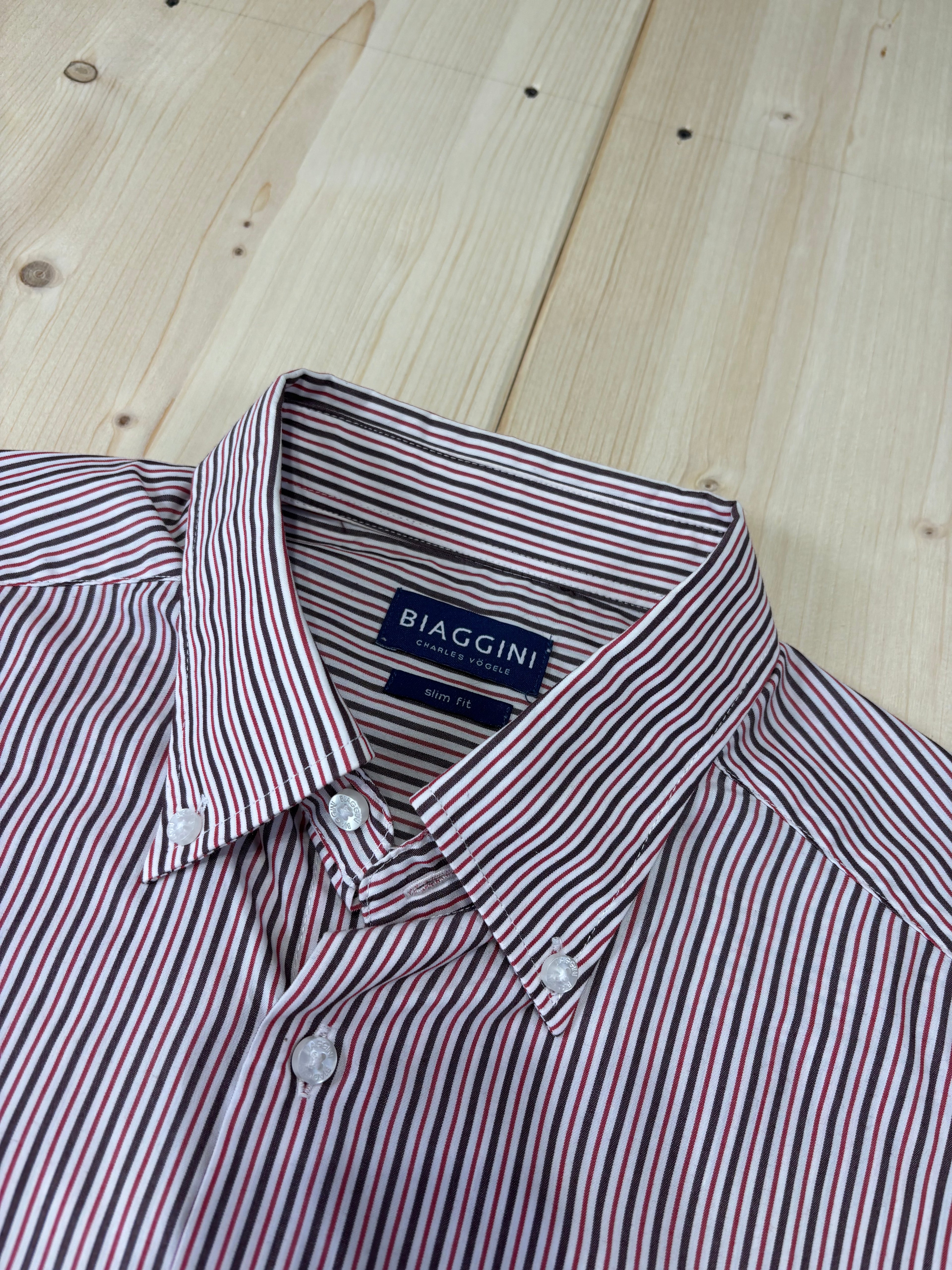 Camicia Cropped Vintage a Righe Biaggini Rosso/Bianco