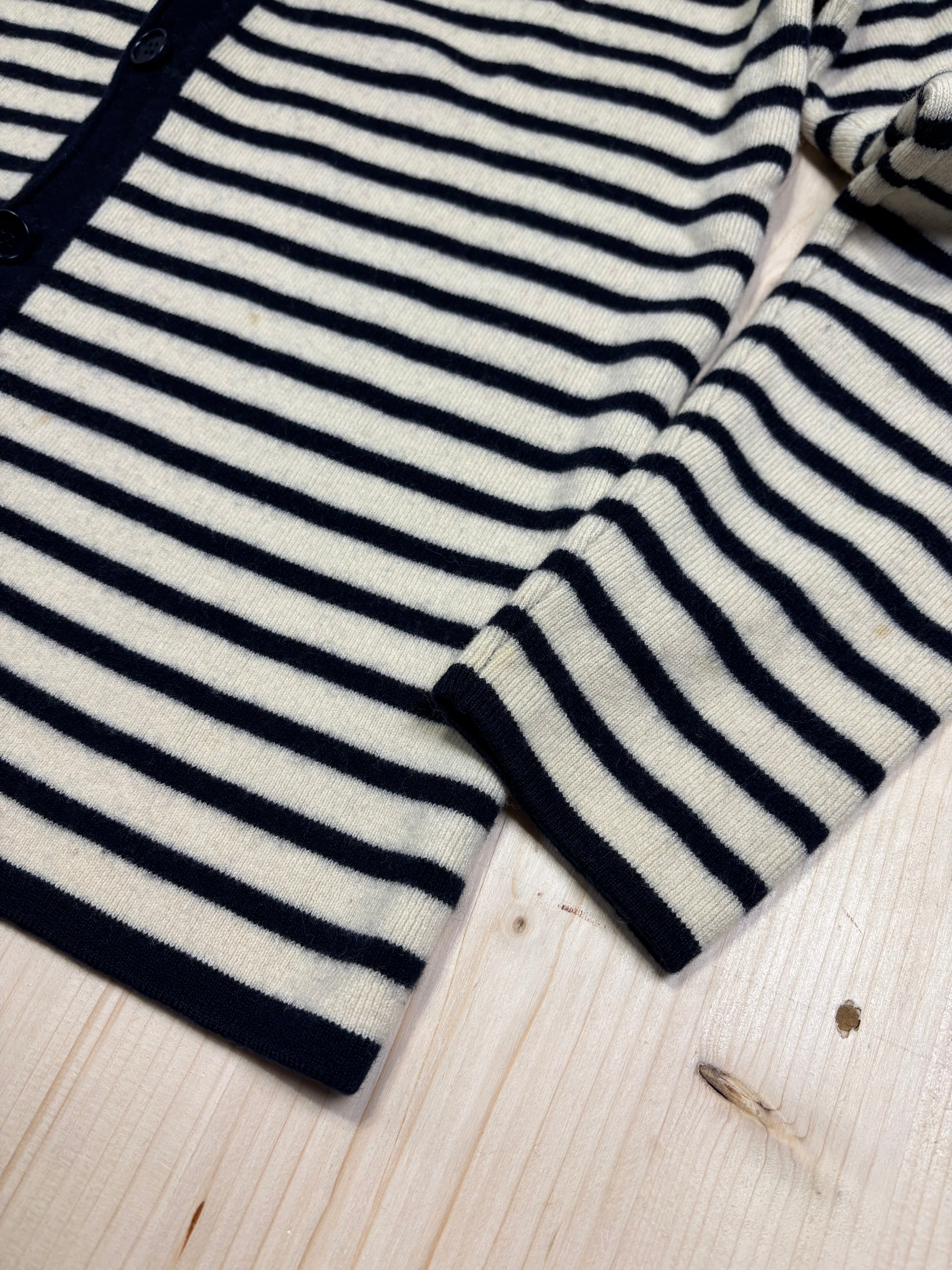 Vintage Lacoste Striped V-Neck Button Cardigan – Navy & Cream