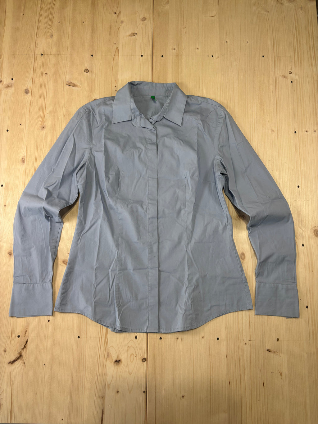 Camicia Donna Benetton Azzurra a Manica Lunga Vintage