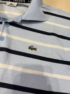Polo Lacoste Uomo Azzurro Chiaro a Righe Orizzontali con Logo