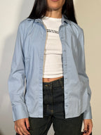 Camicia Donna Benetton Azzurra a Manica Lunga Vintage