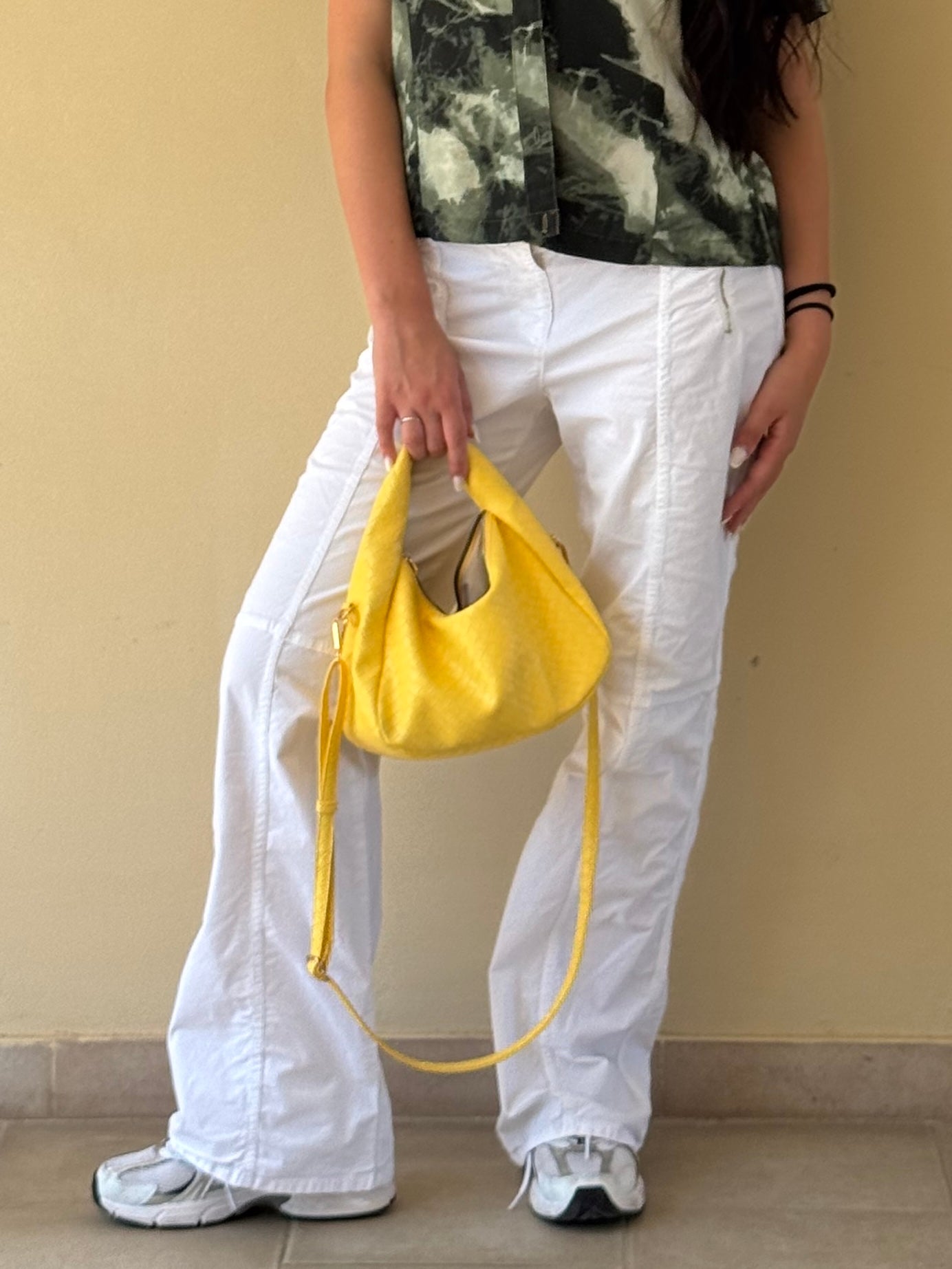 Pantalone Benetton Donna Bianco Utility Vintage