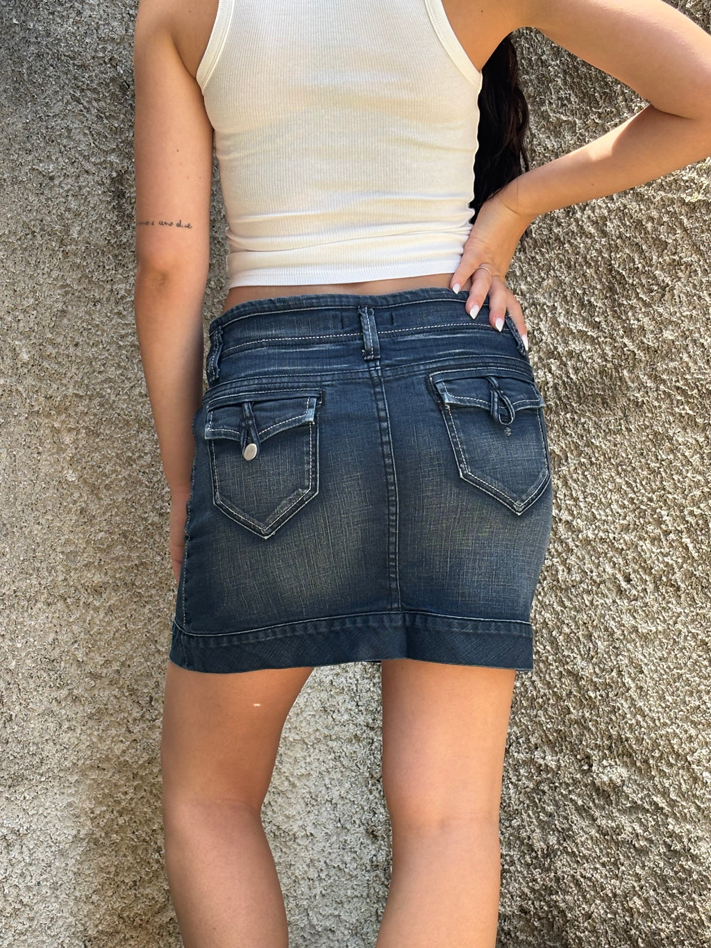 Mini Gonna Denim Vintage Blu Scuro Donna