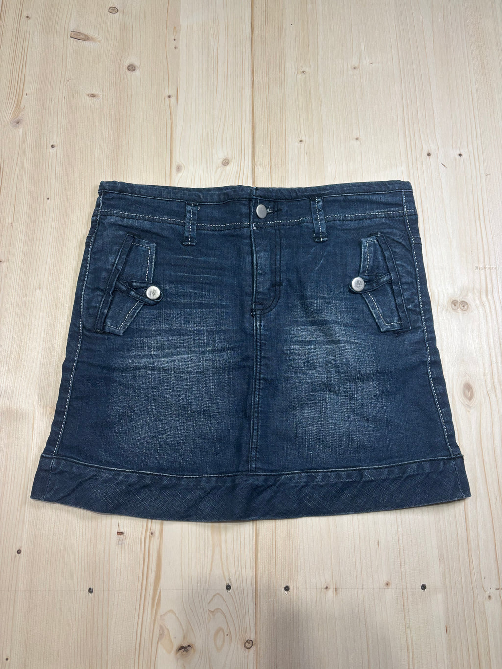 Mini Gonna Denim Vintage Blu Scuro Donna