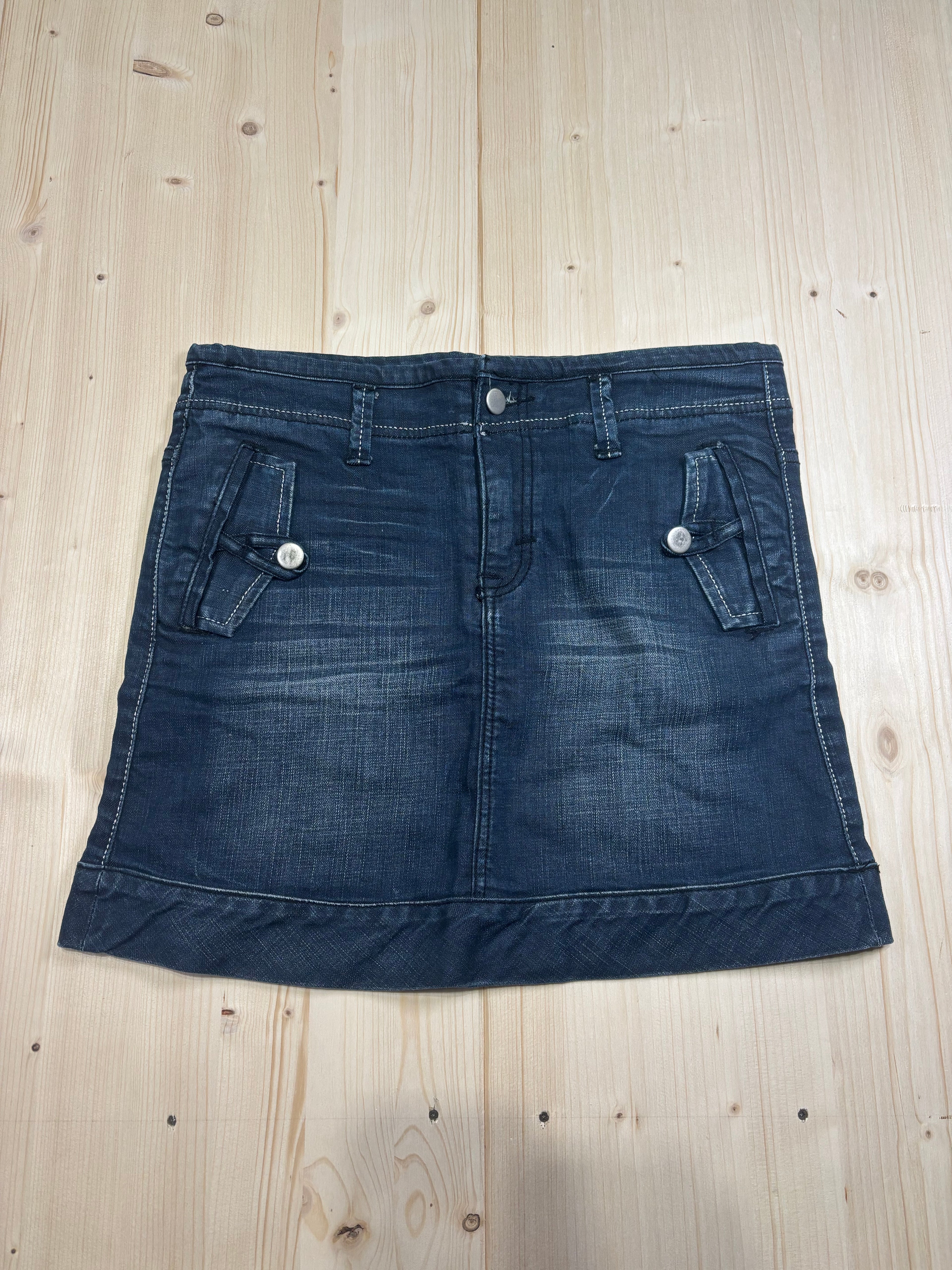 Mini Gonna Denim Vintage Blu Scuro Donna