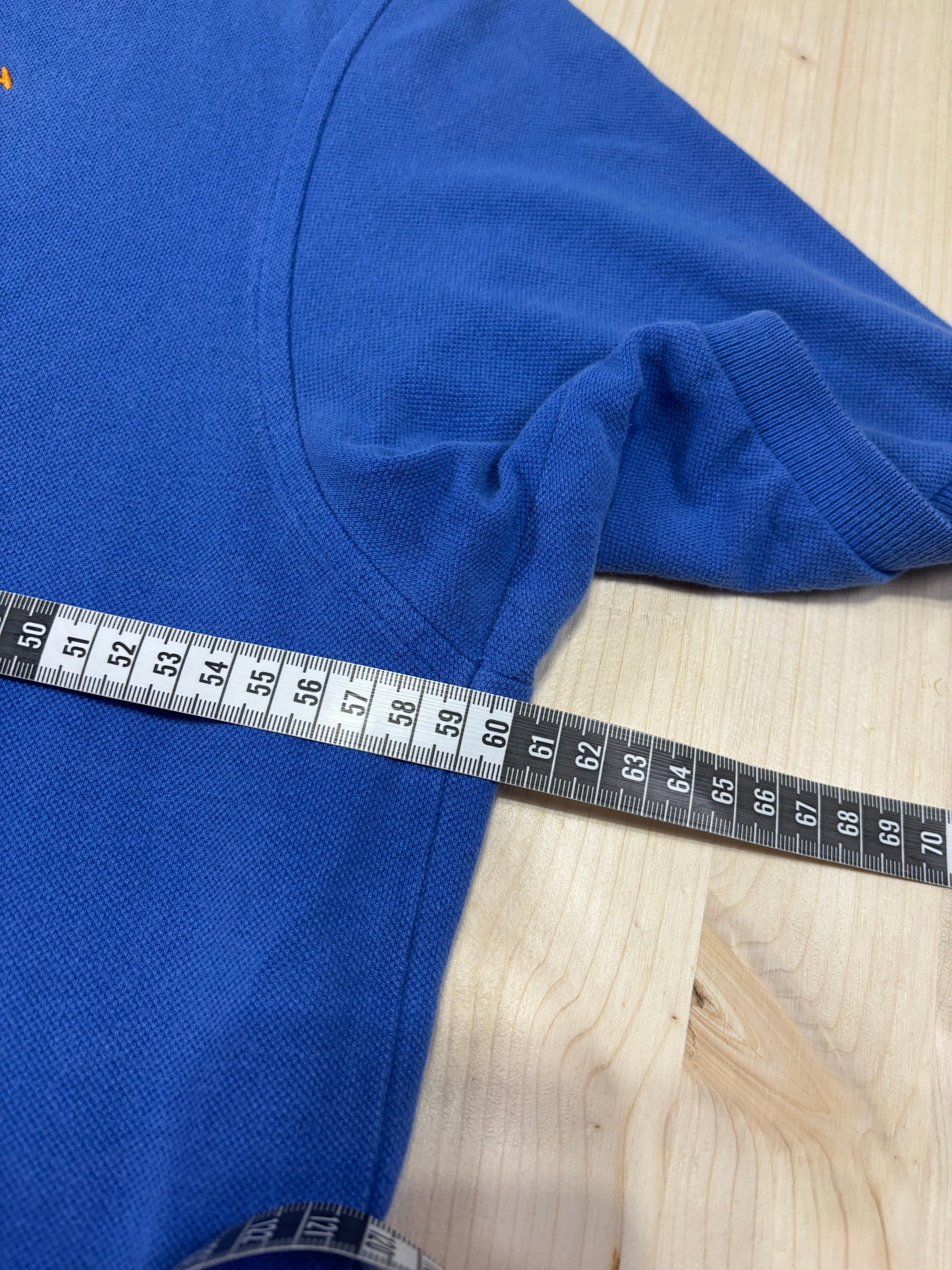 Polo Ralph Lauren Uomo Blu Royal Big Pony con Logo Arancione e Patch sulla Manica