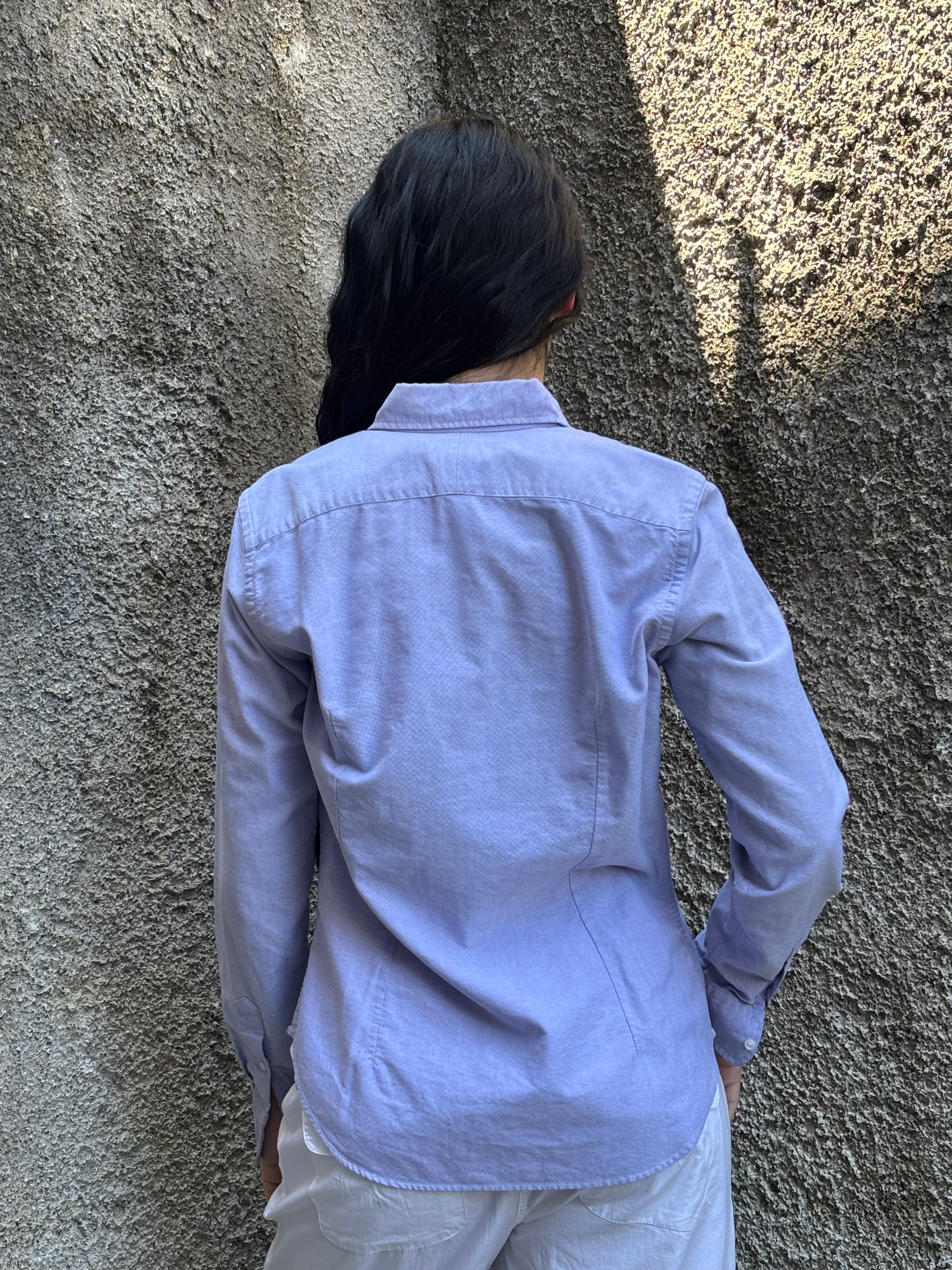Camicia Donna Ralph Lauren Sport Vintage Lilla con Stemma Ricamato