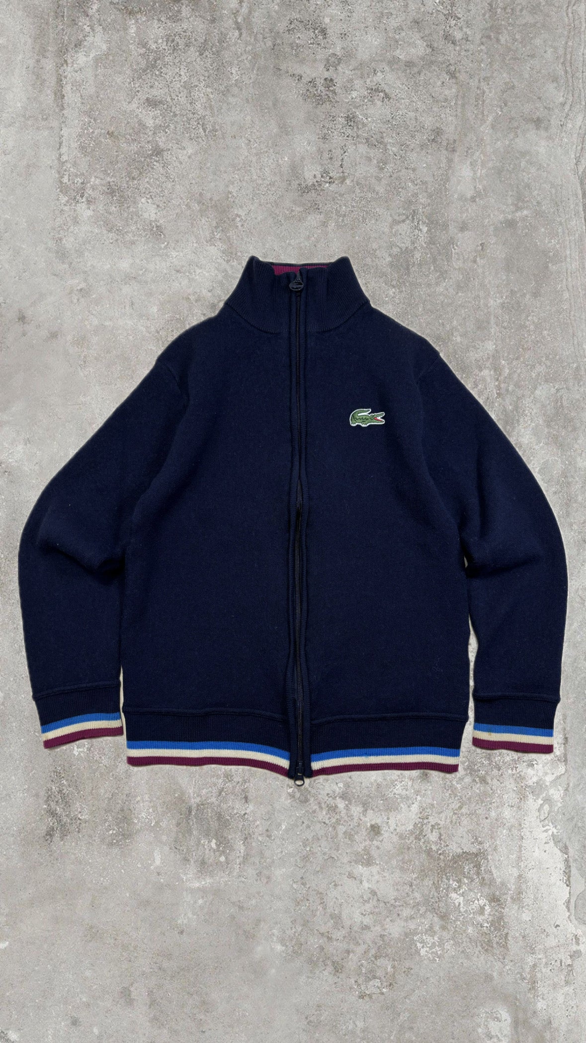 Lacoste Vintage Full-Zip Knit Jacket – Navy Blue