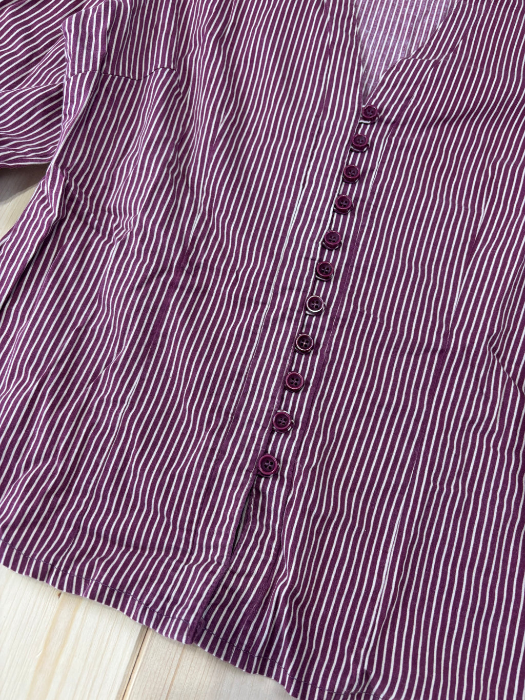 Camicia Donna a Righe Bordeaux Y2K Vintage