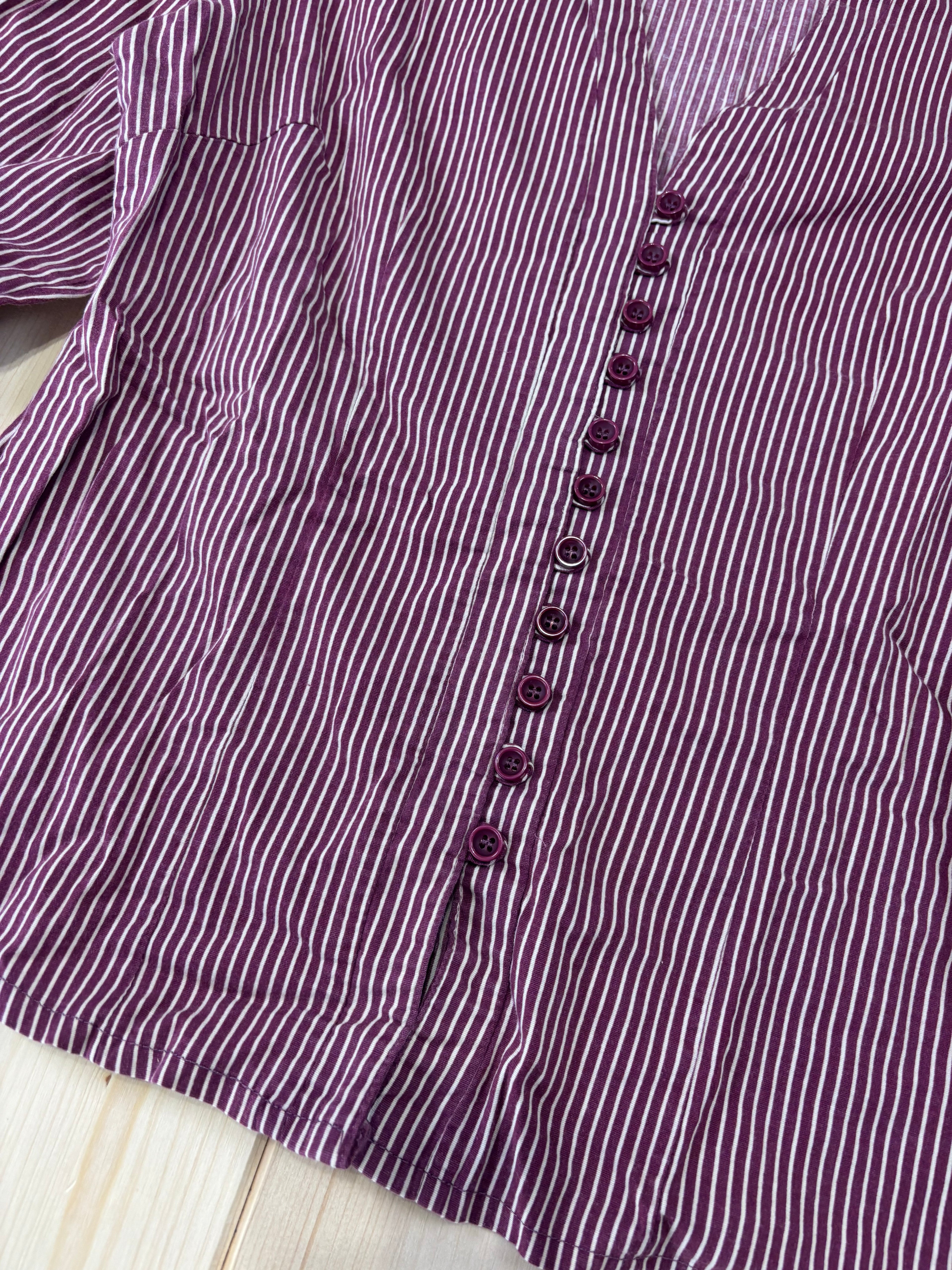 Camicia Donna a Righe Bordeaux Y2K Vintage