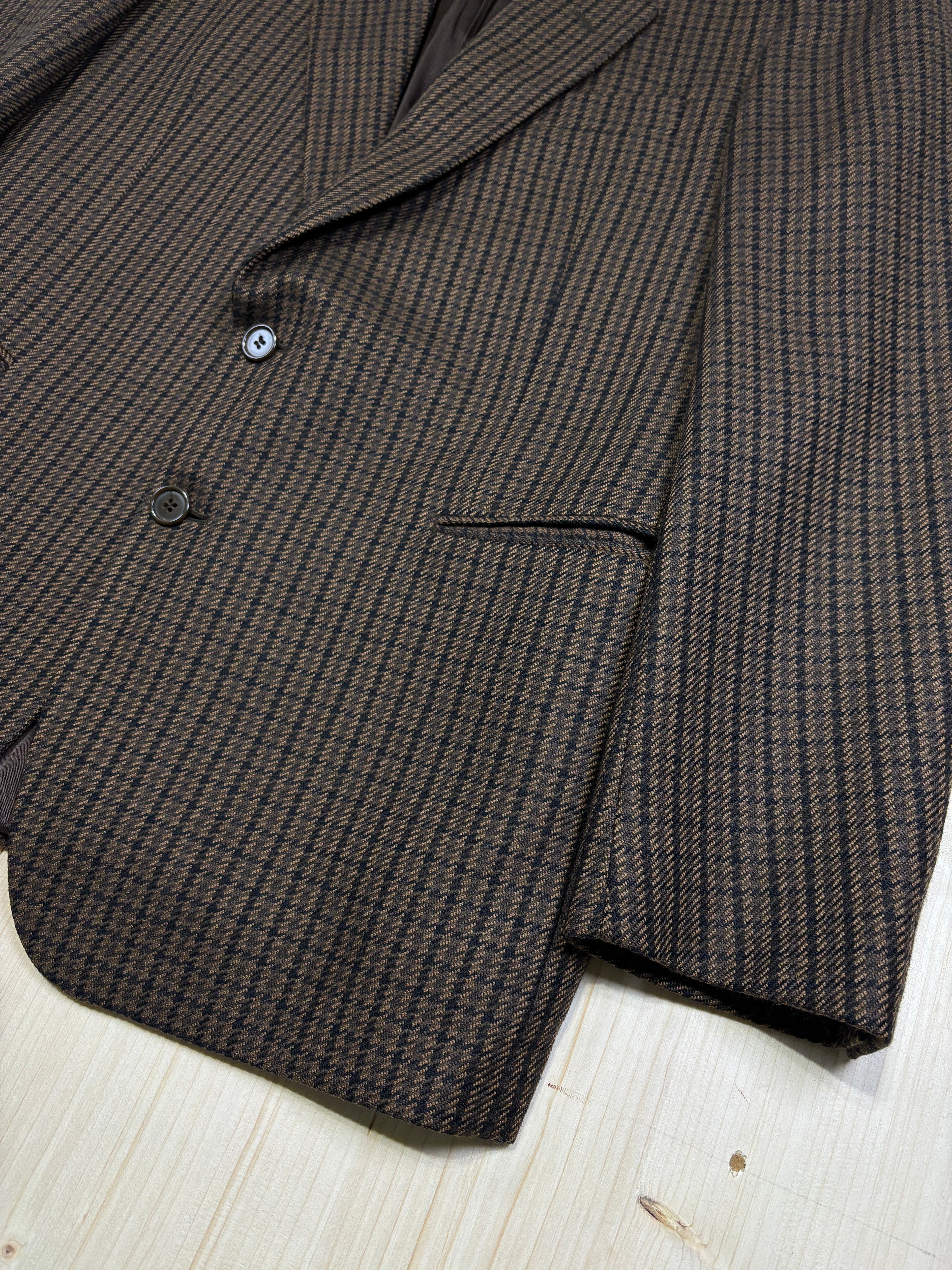 Vintage Borghi Milano Blazer in Pura Vergine Lana – Marrone Pied-de-Poule, Fit Oversize Sartoriale