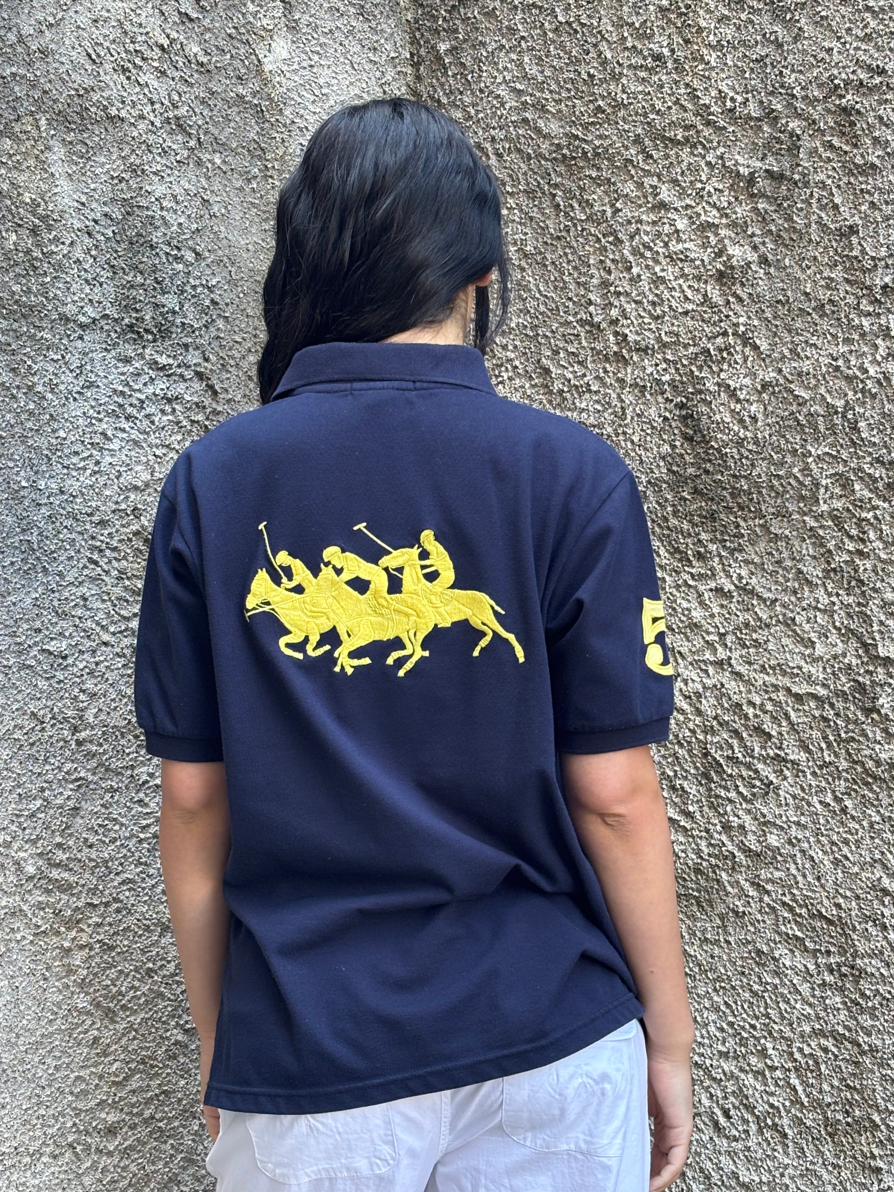 Polo Ralph Lauren Blu Notte con Maxi Stemma Giallo Oro