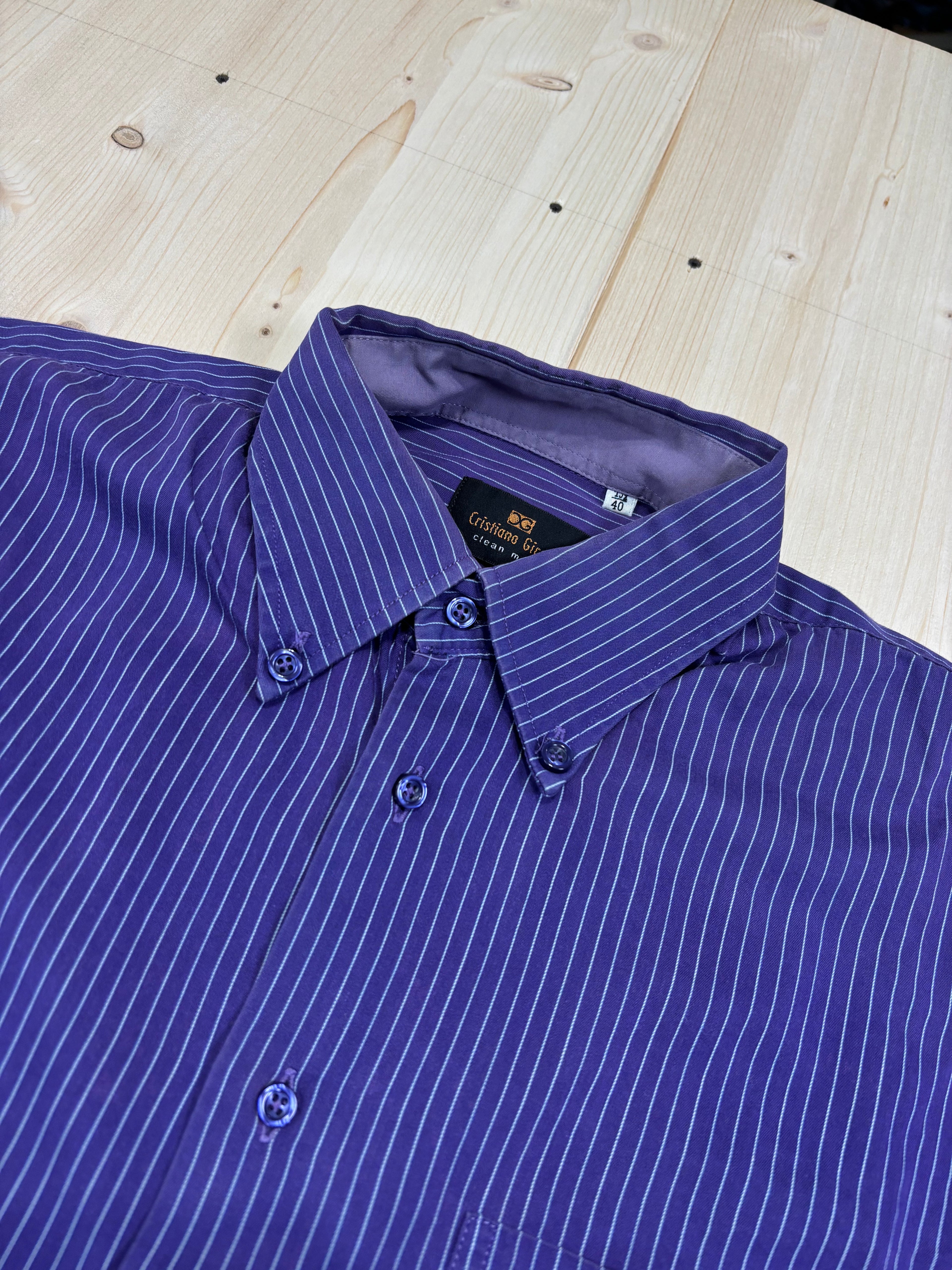 Cristiano Gironi Striped Button-Down Shirt Purple