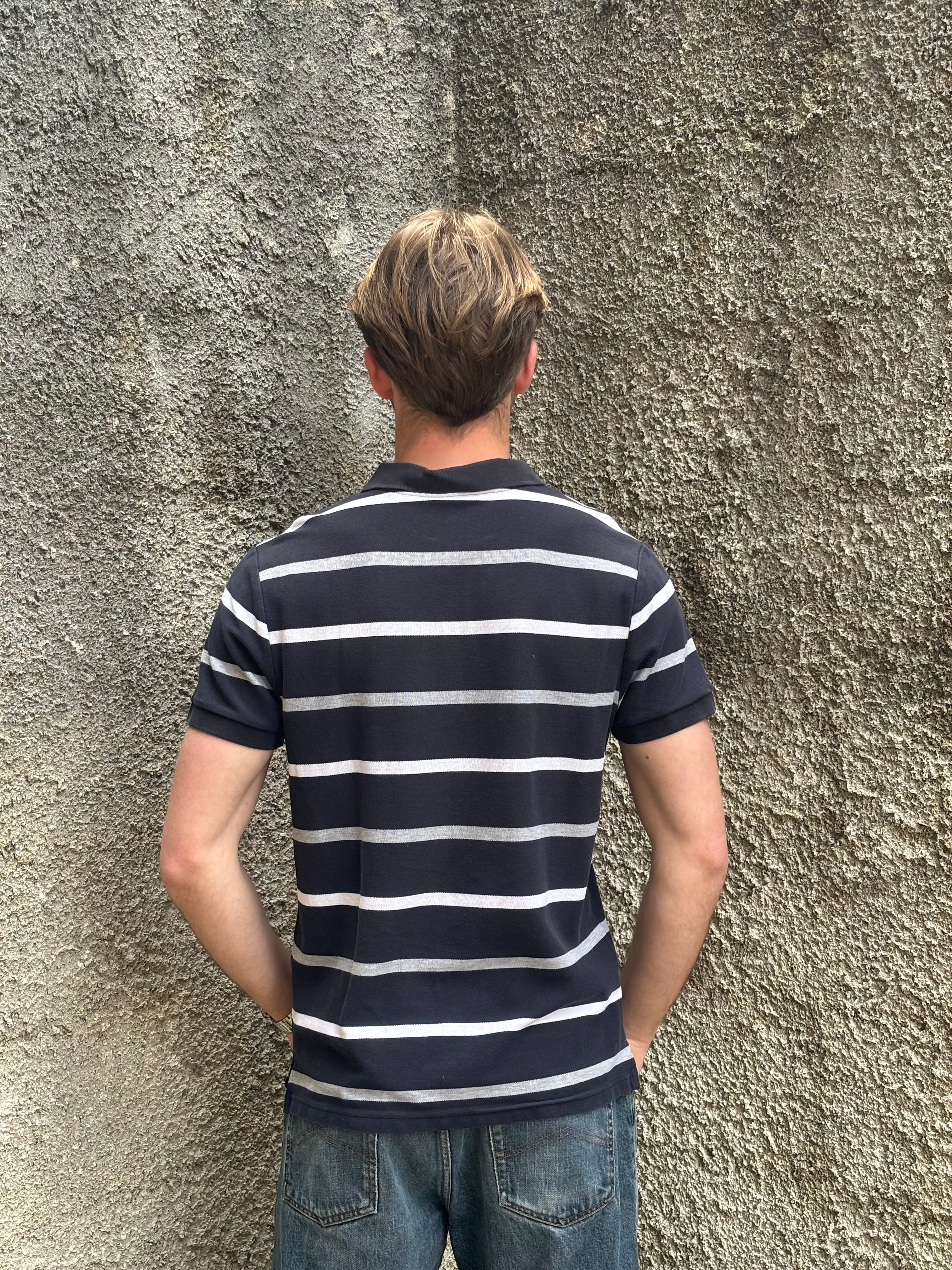 Polo Nike Uomo Nera a Righe con Logo Ricamato – Regular Fit