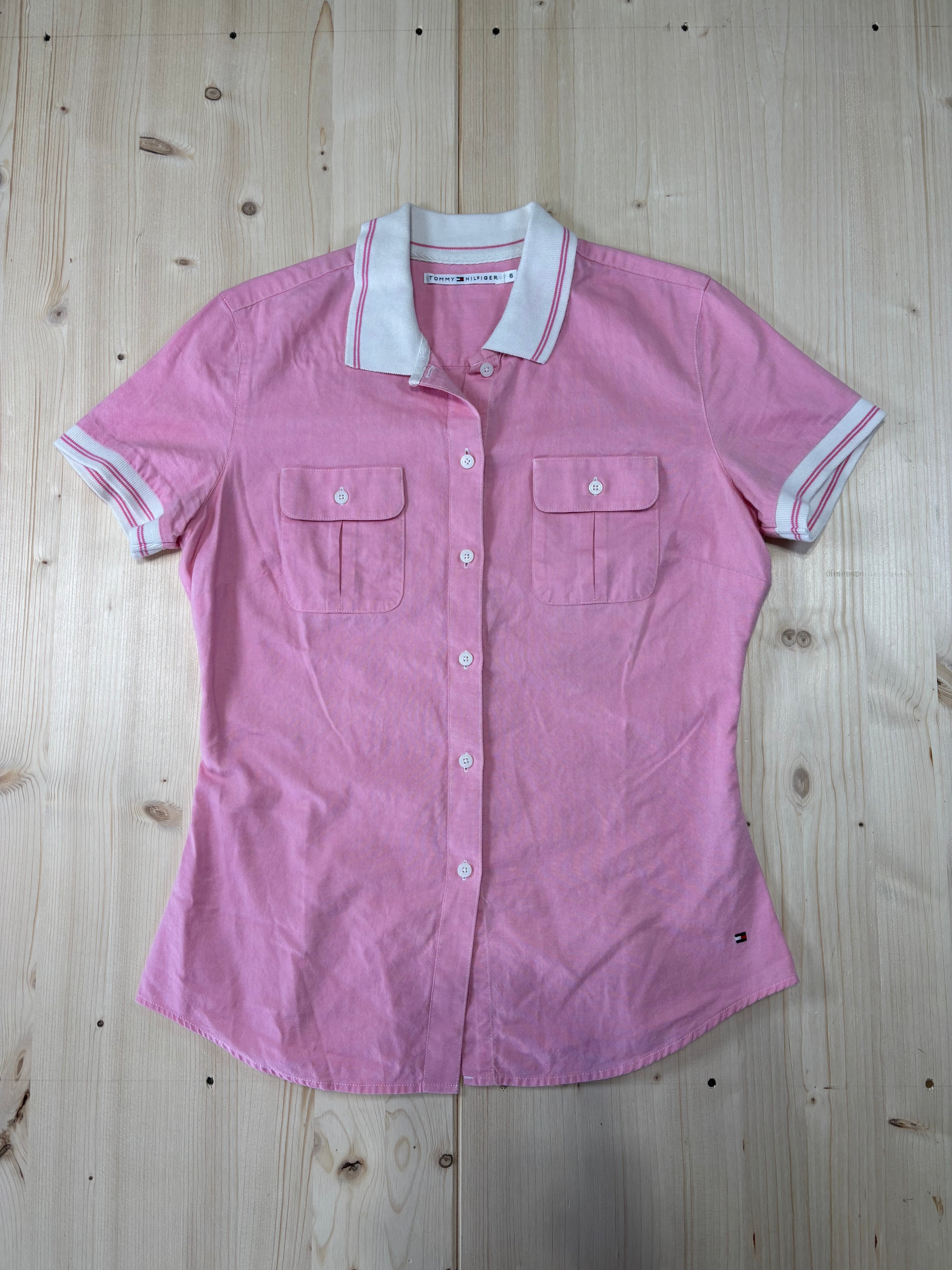 Camicia Donna Tommy Hilfiger Vintage Rosa con Colletto Bianco