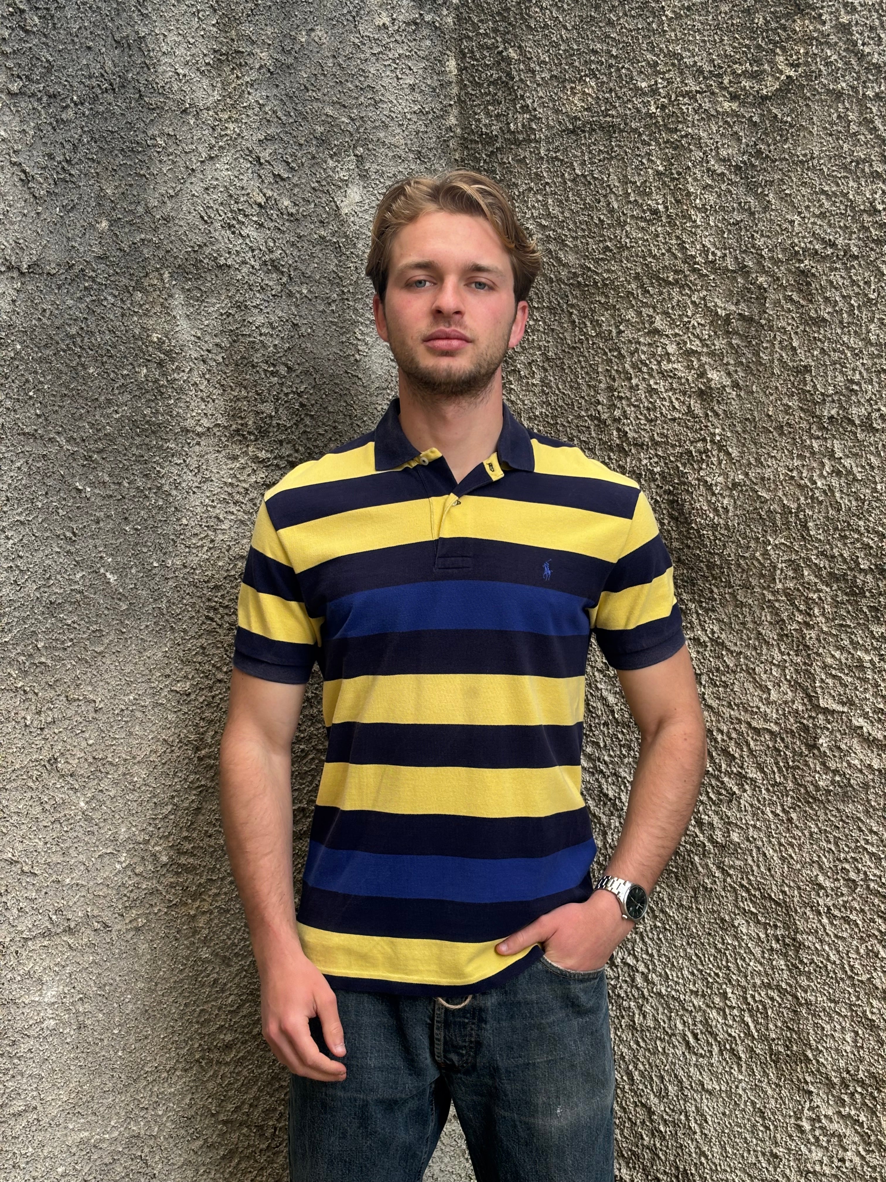 Polo Ralph Lauren Yellow & Navy Striped Polo Shirt