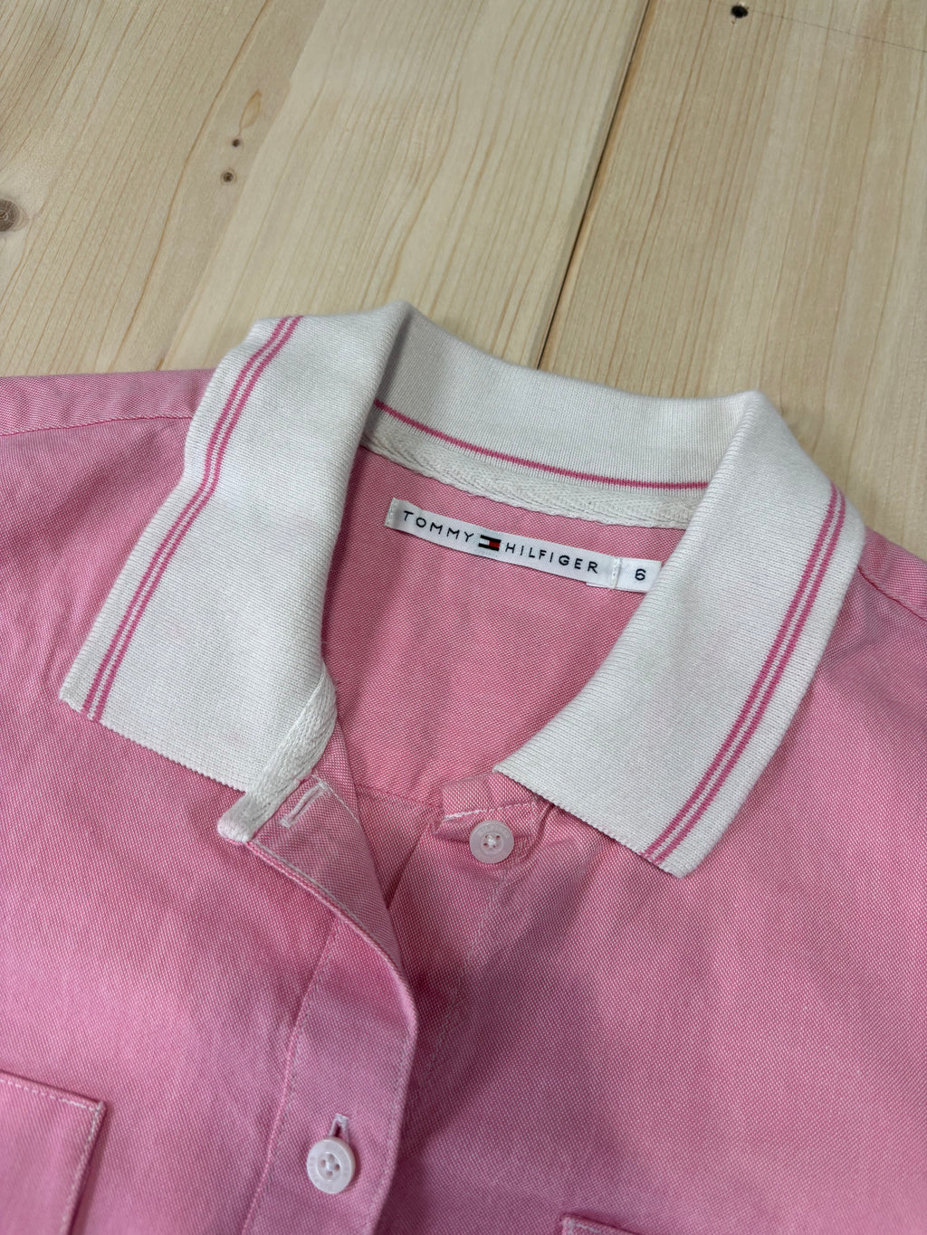 Camicia Donna Tommy Hilfiger Vintage Rosa con Colletto Bianco