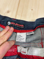 Bermuda Vintage MOJEANS Denim Baggy con Inserti Rossi