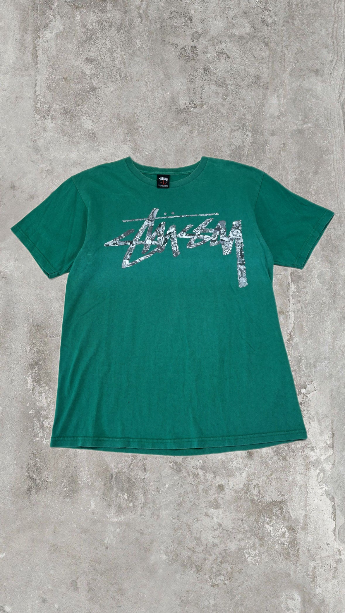 Vintage Stüssy Logo T-Shirt Green Graphic Streetwear