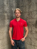 Polo Lacoste Rossa Vintage Logo Ricamato