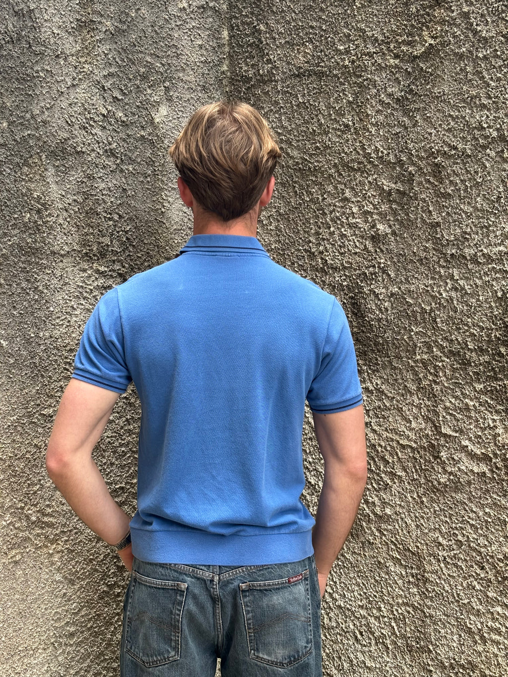 Polo Lacoste Vintage Blu con Taschino Logo Ricamato