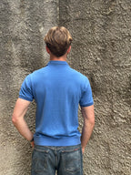 Polo Lacoste Vintage Blu con Taschino Logo Ricamato
