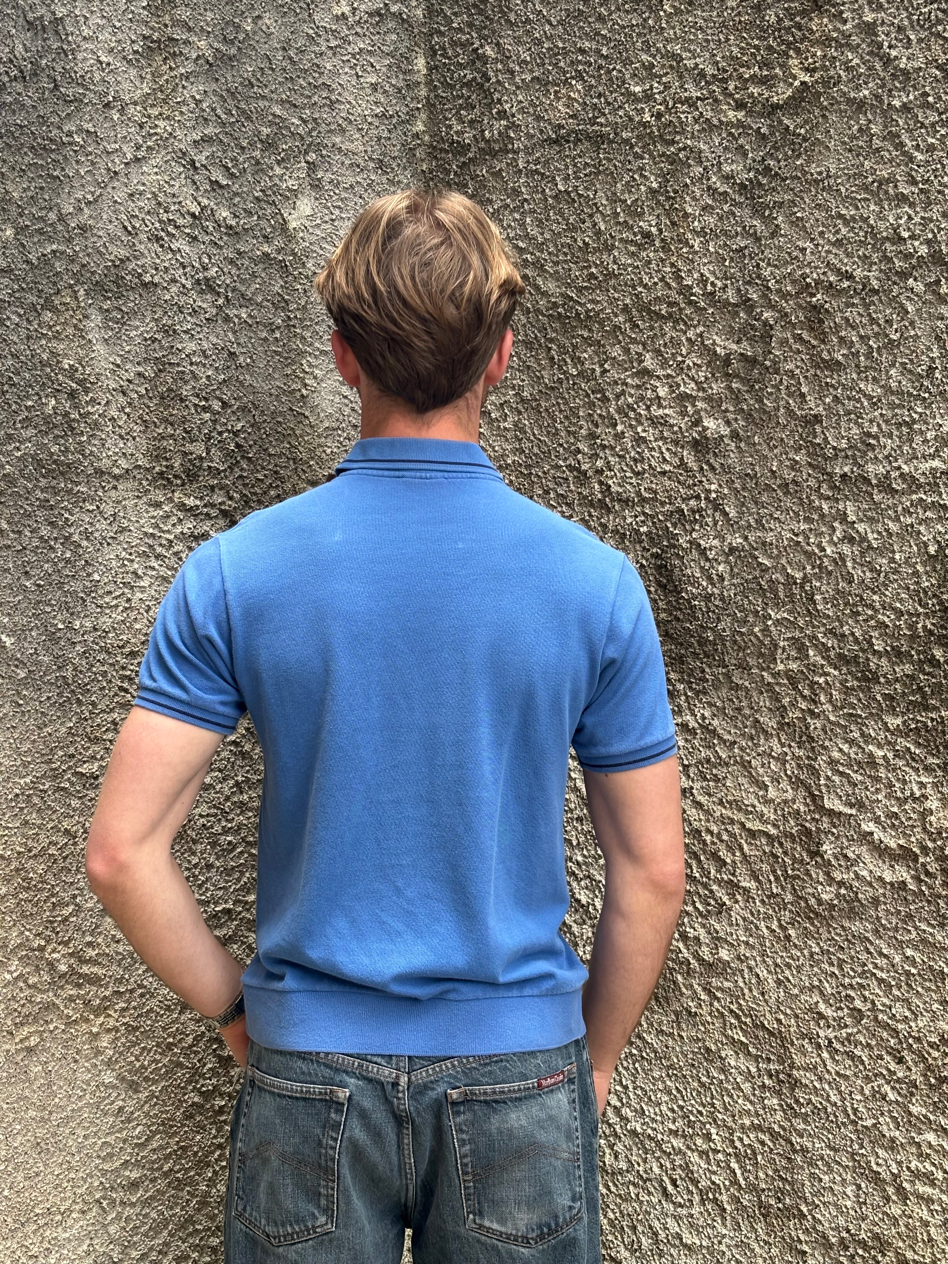 Polo Lacoste Vintage Blu con Taschino Logo Ricamato