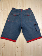 Bermuda Vintage MOJEANS Denim Baggy con Inserti Rossi