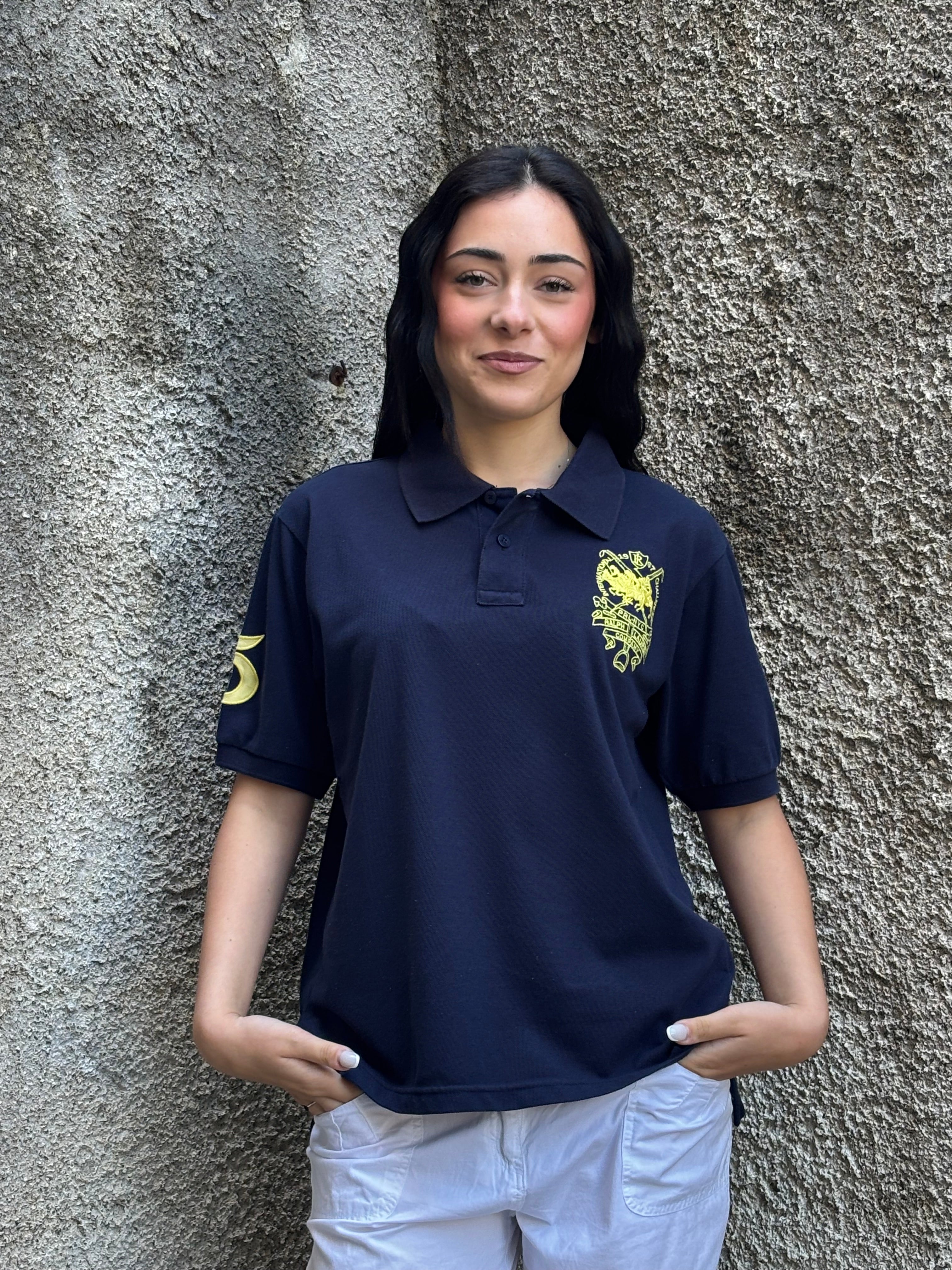 Polo Ralph Lauren Blu Notte con Maxi Stemma Giallo Oro