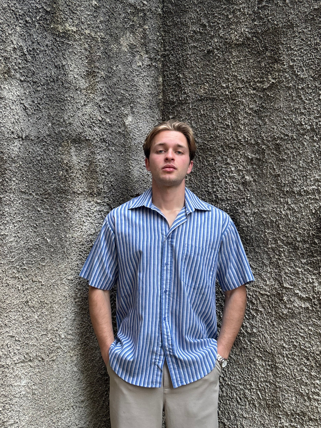 Burcordi Blue Striped Short Sleeve Shirt