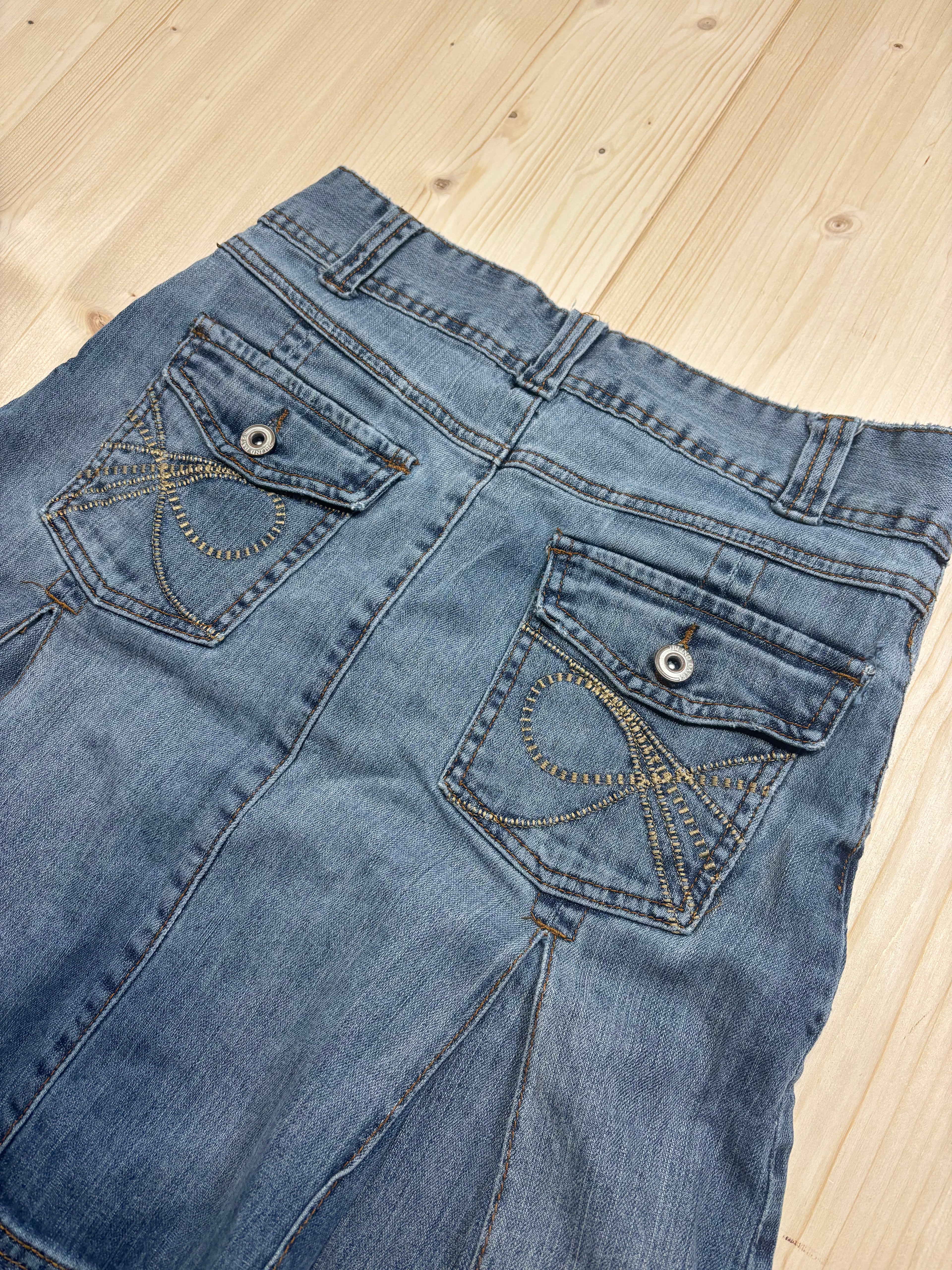 Gonna Vintage in Denim con Piega Laterale Y2K