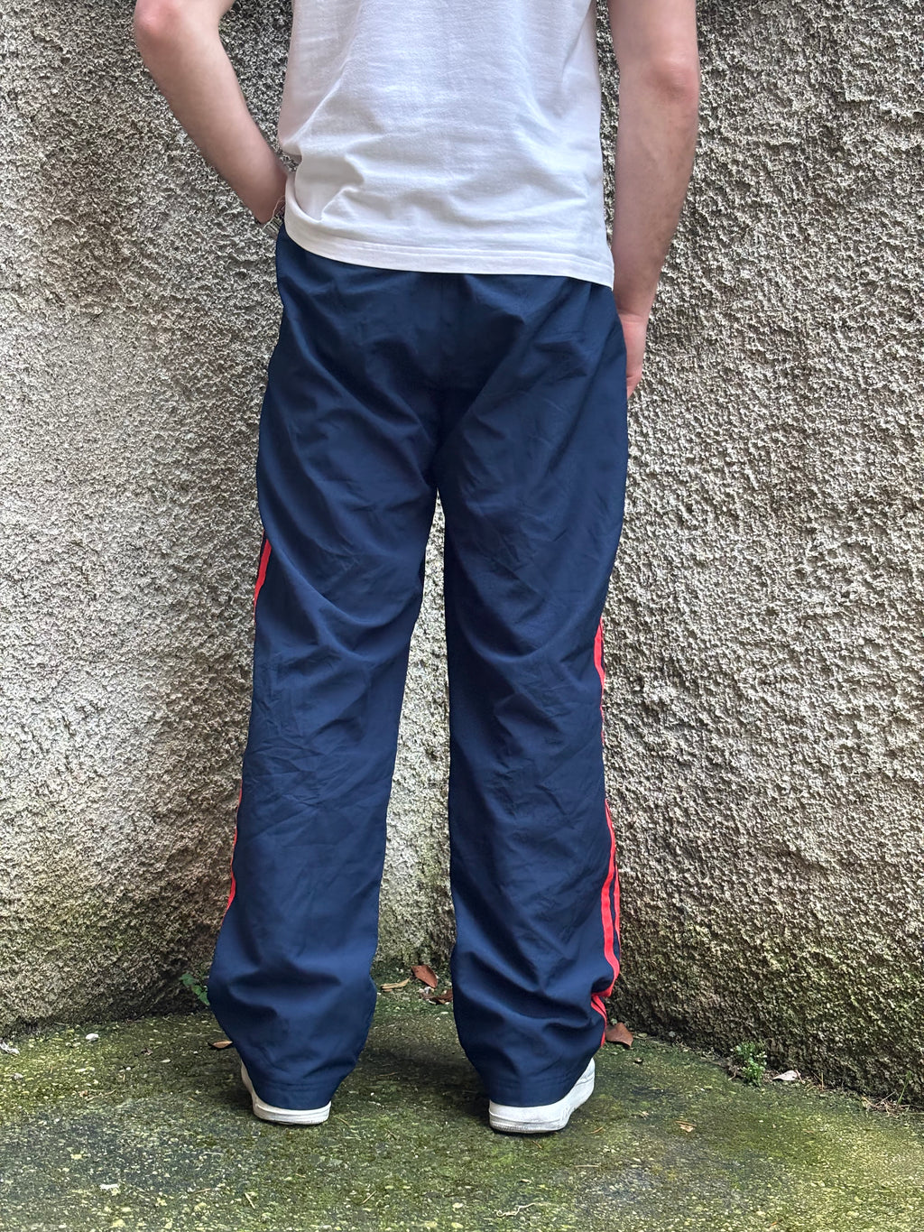 Adidas Vintage Track Pants Blu Navy Rosso Loose Fit
