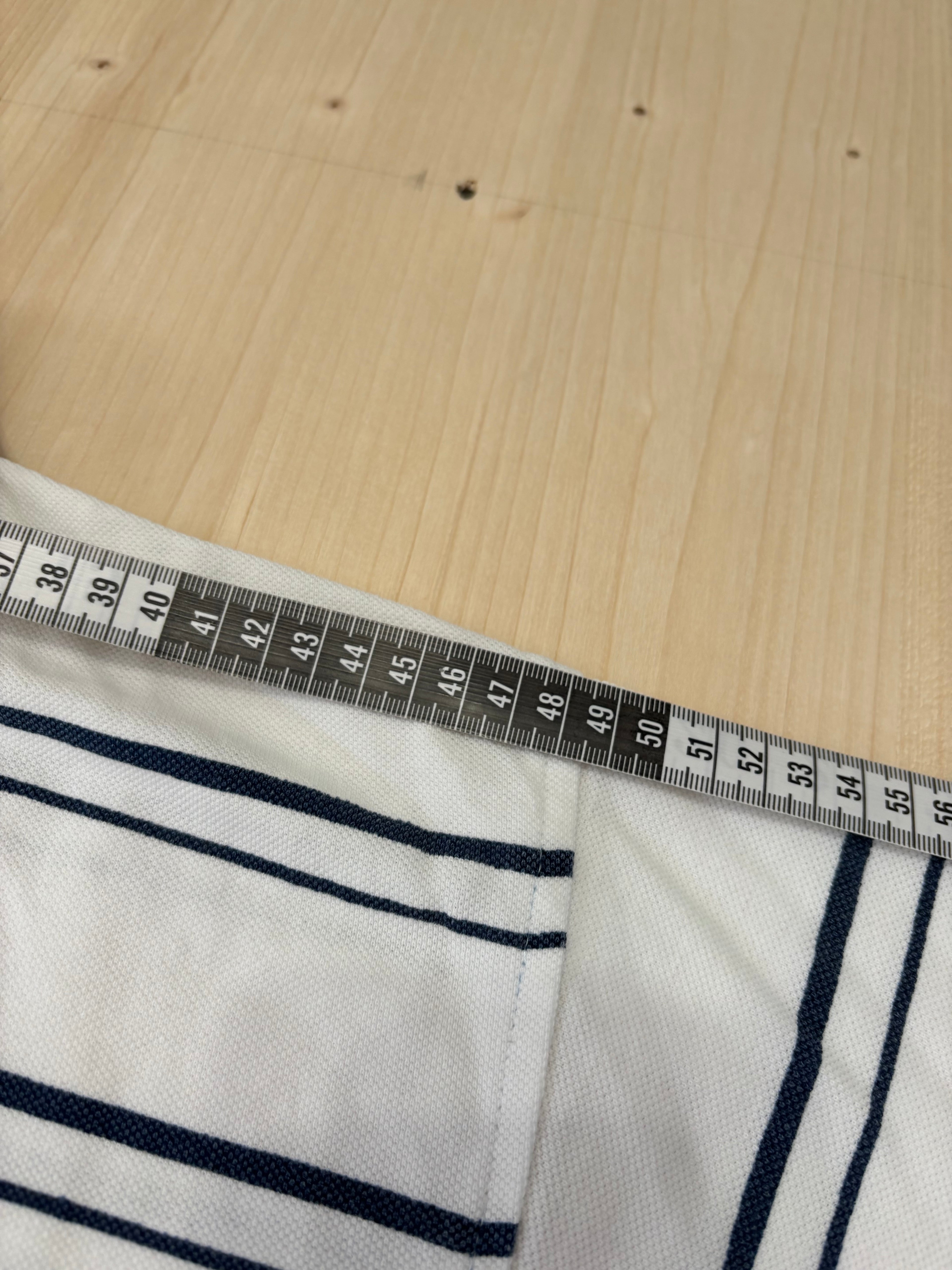 Polo Lacoste Uomo Bianca a Righe Blu con Logo Ricamato