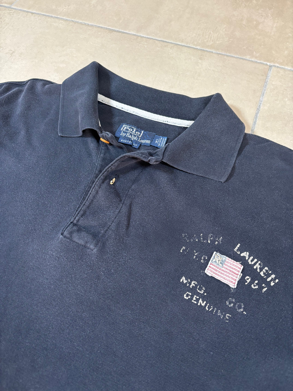 Polo Ralph Lauren Navy Flag Print Polo Shirt
