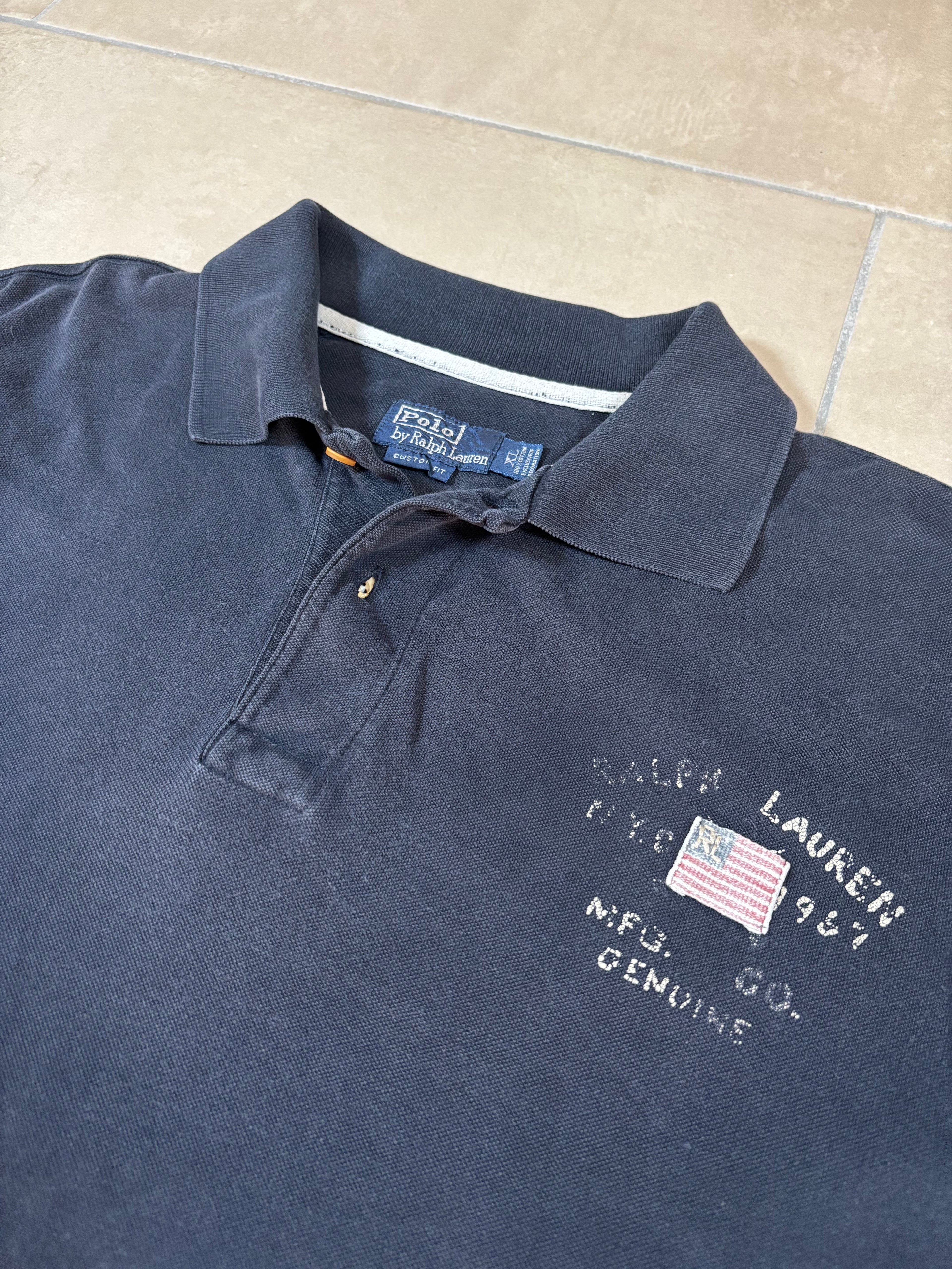 Polo Ralph Lauren Navy Flag Print Polo Shirt