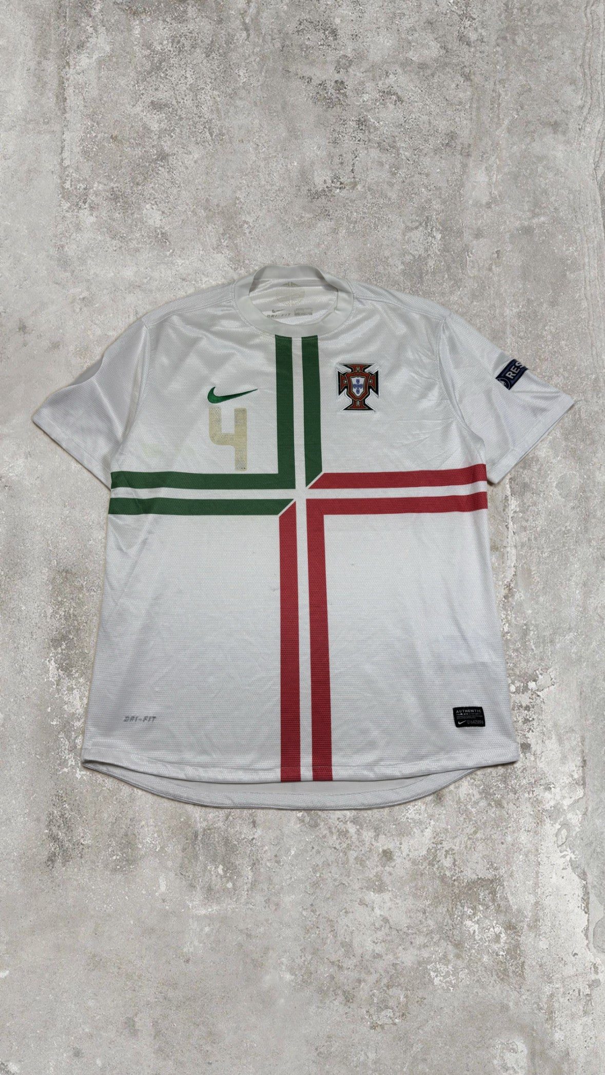 Maglia Nazionale Portogallo Away Euro 2012 Nike #4 Bianca
