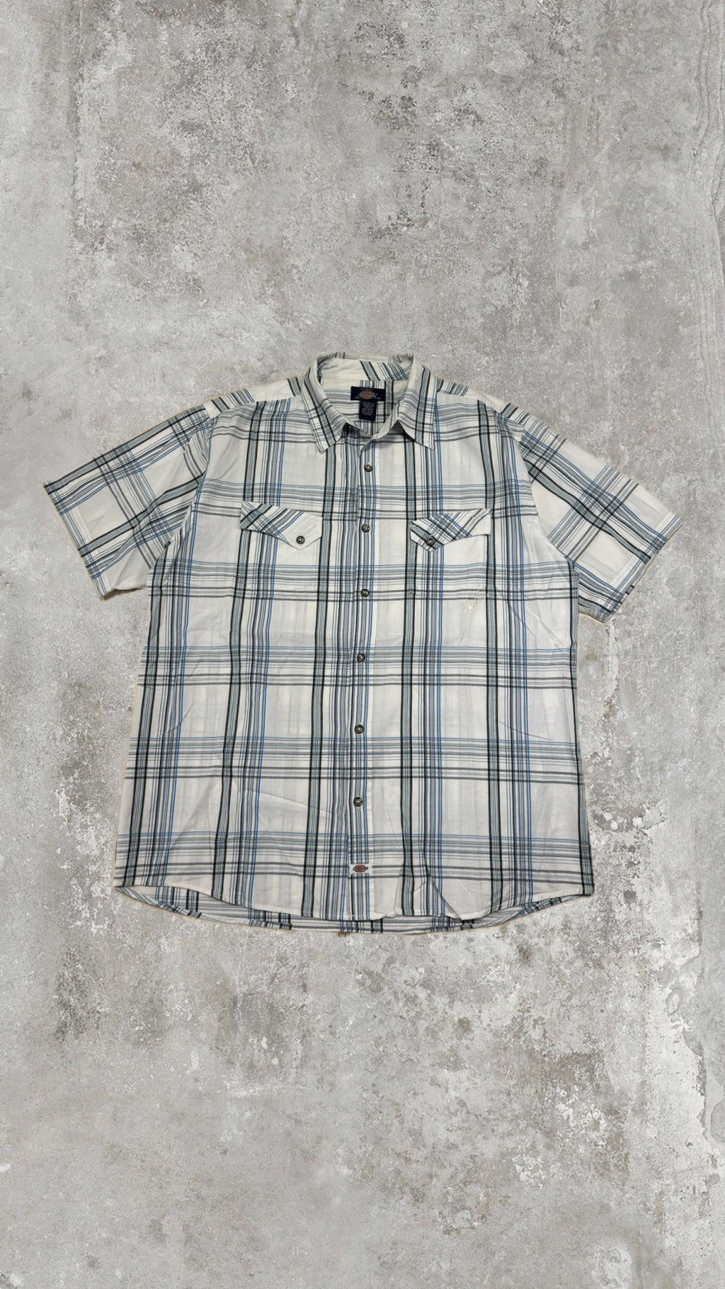 Dickies White Blue Plaid Short Sleeve Shirt