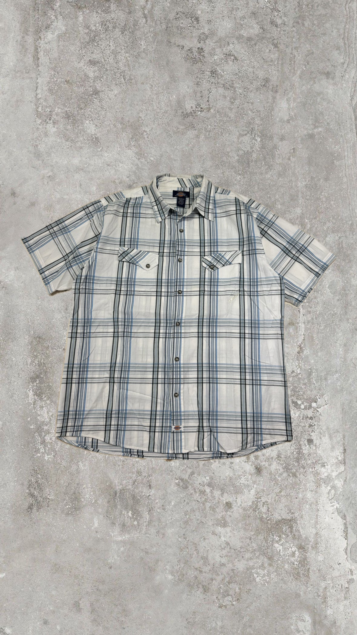 Dickies White Blue Plaid Short Sleeve Shirt
