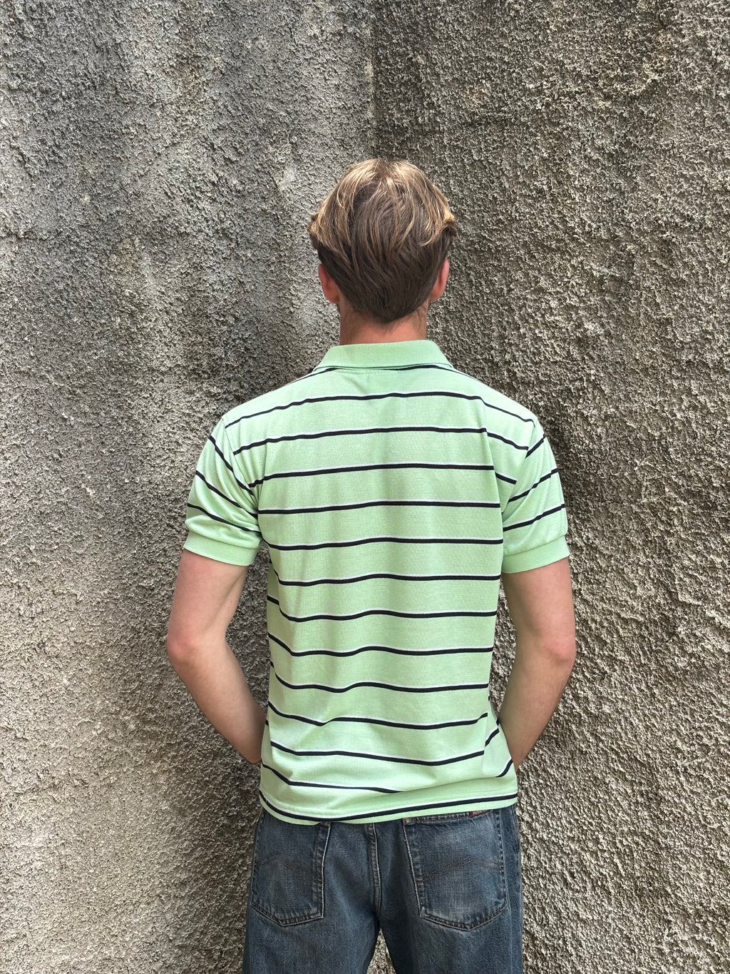 Polo Lacoste Vintage Verde Menta a Righe Uomo