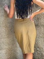 Gonna Midi Lino Benetton Vintage Beige Donna