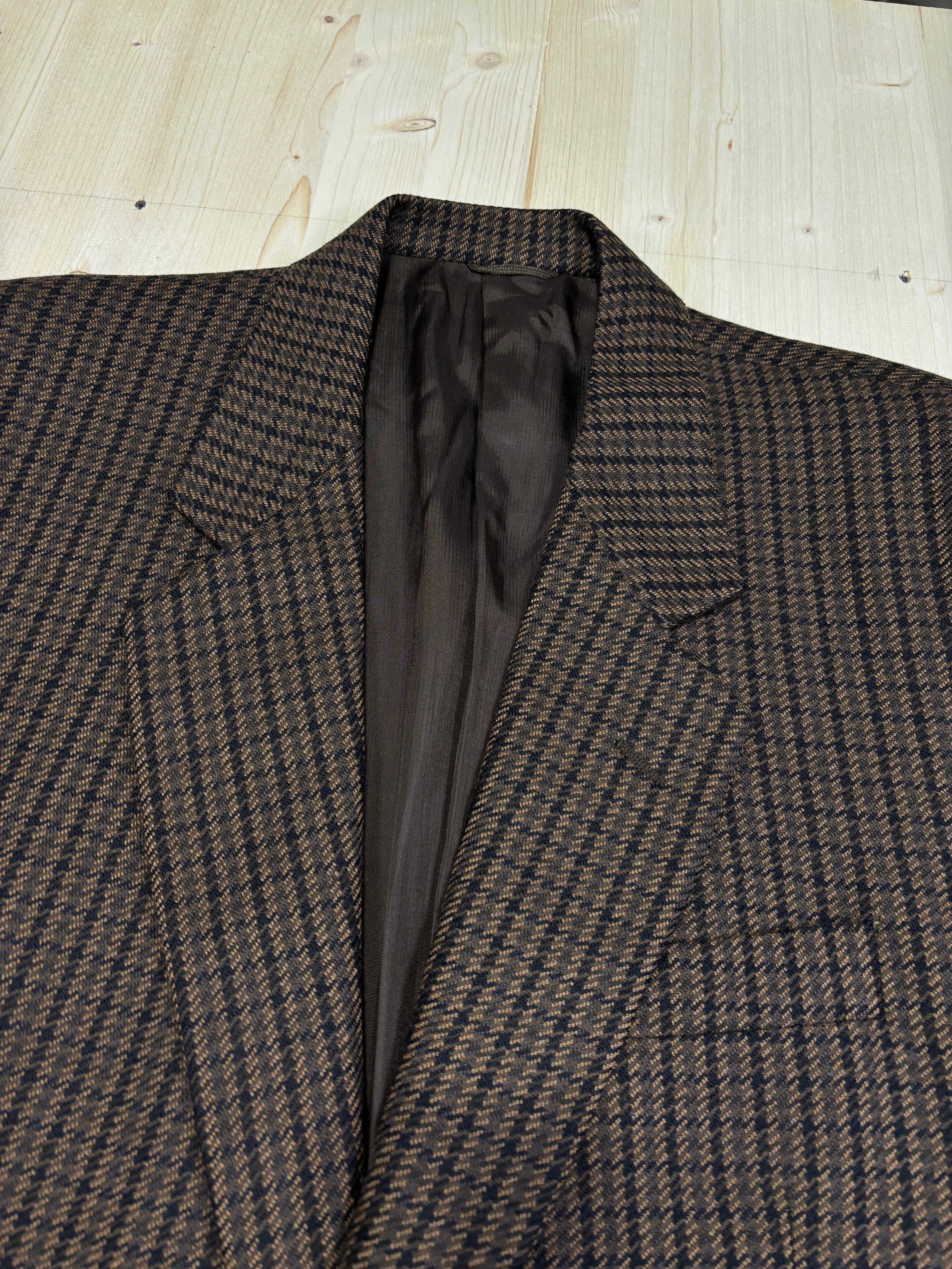 Vintage Borghi Milano Blazer in Pura Vergine Lana – Marrone Pied-de-Poule, Fit Oversize Sartoriale